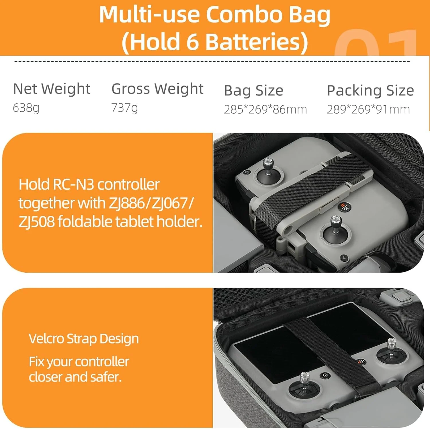 کیف حمل eWINNER برای DJI Mini 5 Pro Fly More Combo - کیف نگهداری سخت مسافرتی سازگار با کنترل از راه دور DJI RC 2/RC-N3 / هاب شارژ باتری و 6 باتری، ملخ های یدکی و غیره لوازم جانبی