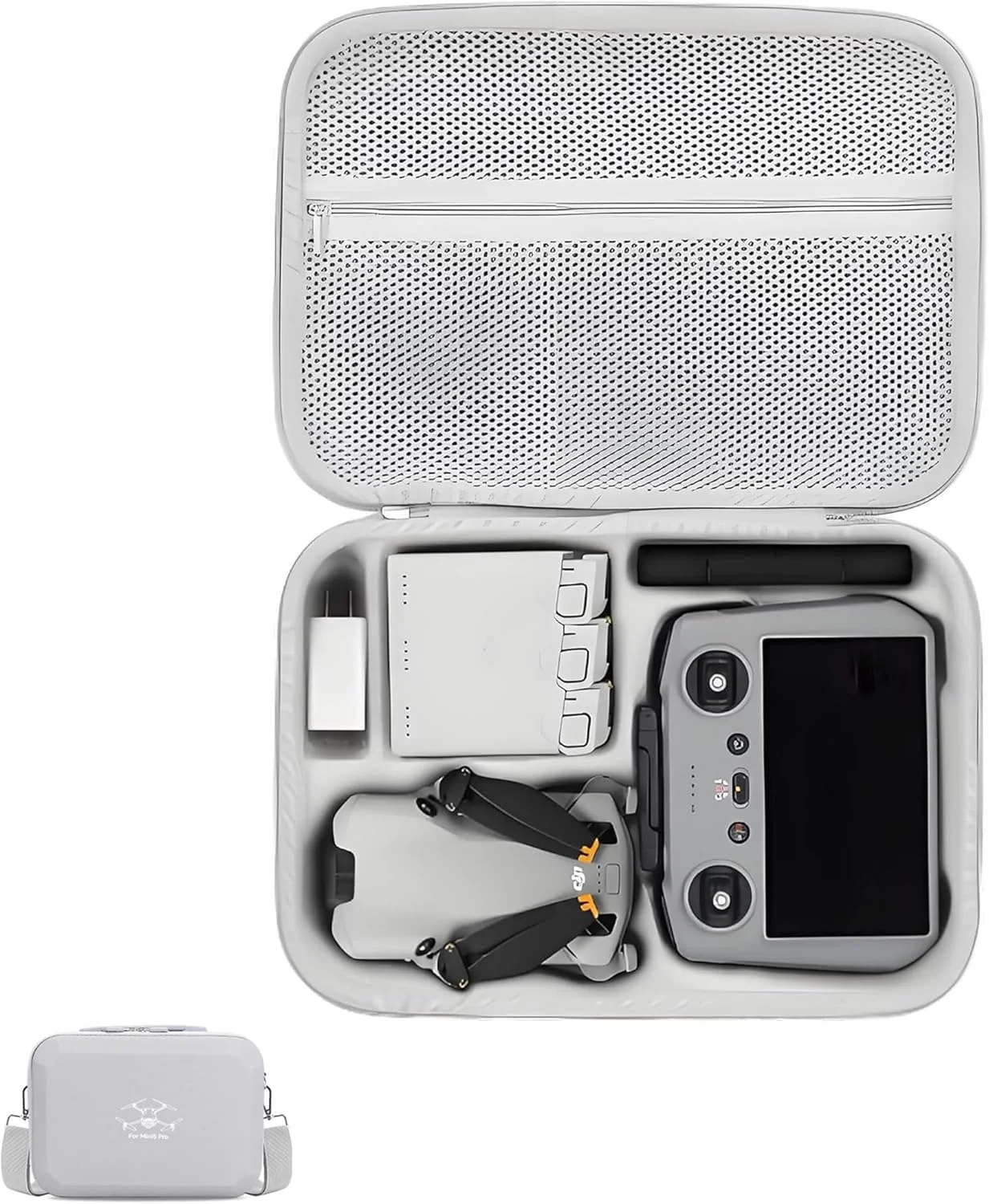 کیف هارد برای DJI Mini 5 Pro | PU ضد آب، فضای ذخیره سازی قابل حمل برای ریموت RC 2/ RC-N3 و لوازم جانبی پهپاد (باتری، پروانه، فیلتر لنز) (خاکستری)