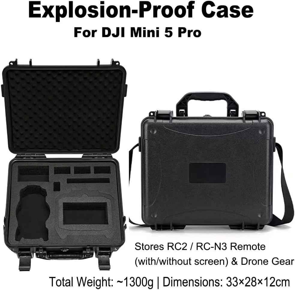 کیف سخت برای DJI Mini 5 Pro Fly More Combo (Plus) - ضد آب، محل نگهداری پهپاد، RC2، RC-N3، جعبه فیلتر لنز، هاب شارژ و 7 باتری کیف سخت برای DJI Mini 5 Pro Fly More Combo (Plus) - ضد آب، محل نگهداری پهپاد، RC2، RC-N3، جعبه فیلتر لنز، هاب شارژ و 7 باتری