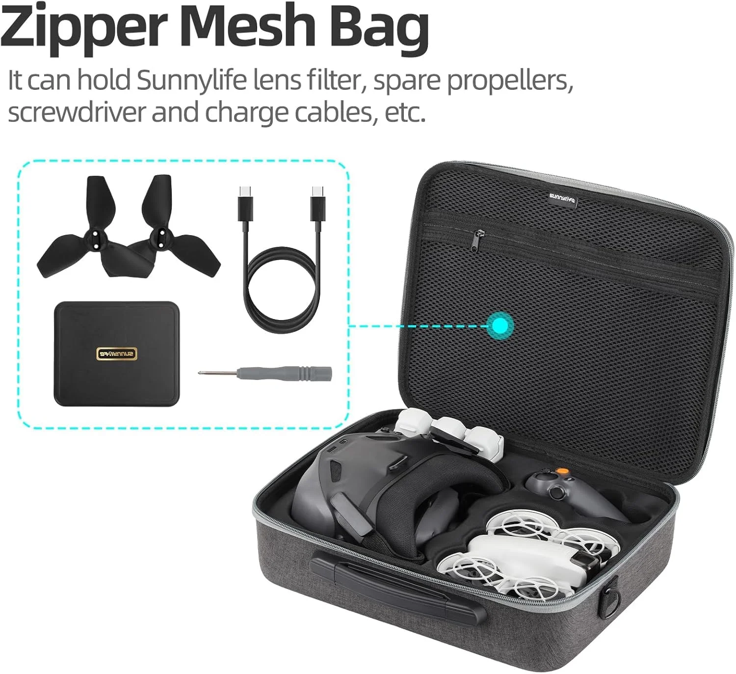 کیف حمل eWINNER برای DJI Neo Motion Fly More Combo - سازگار با کنترلر Neo Drone RC Motion 3 / عینک N3 / هاب شارژ باتری و 4 باتری، ملخ های یدکی و سایر لوازم جانبی