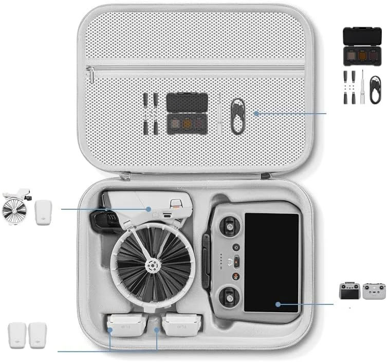 کیف حمل برای DJI Flip، کیف نگهداری مسافرتی قابل حمل برای لوازم جانبی پهپاد DJI Flip، کیف حمل سخت ضد آب قابل حمل (خاکستری)