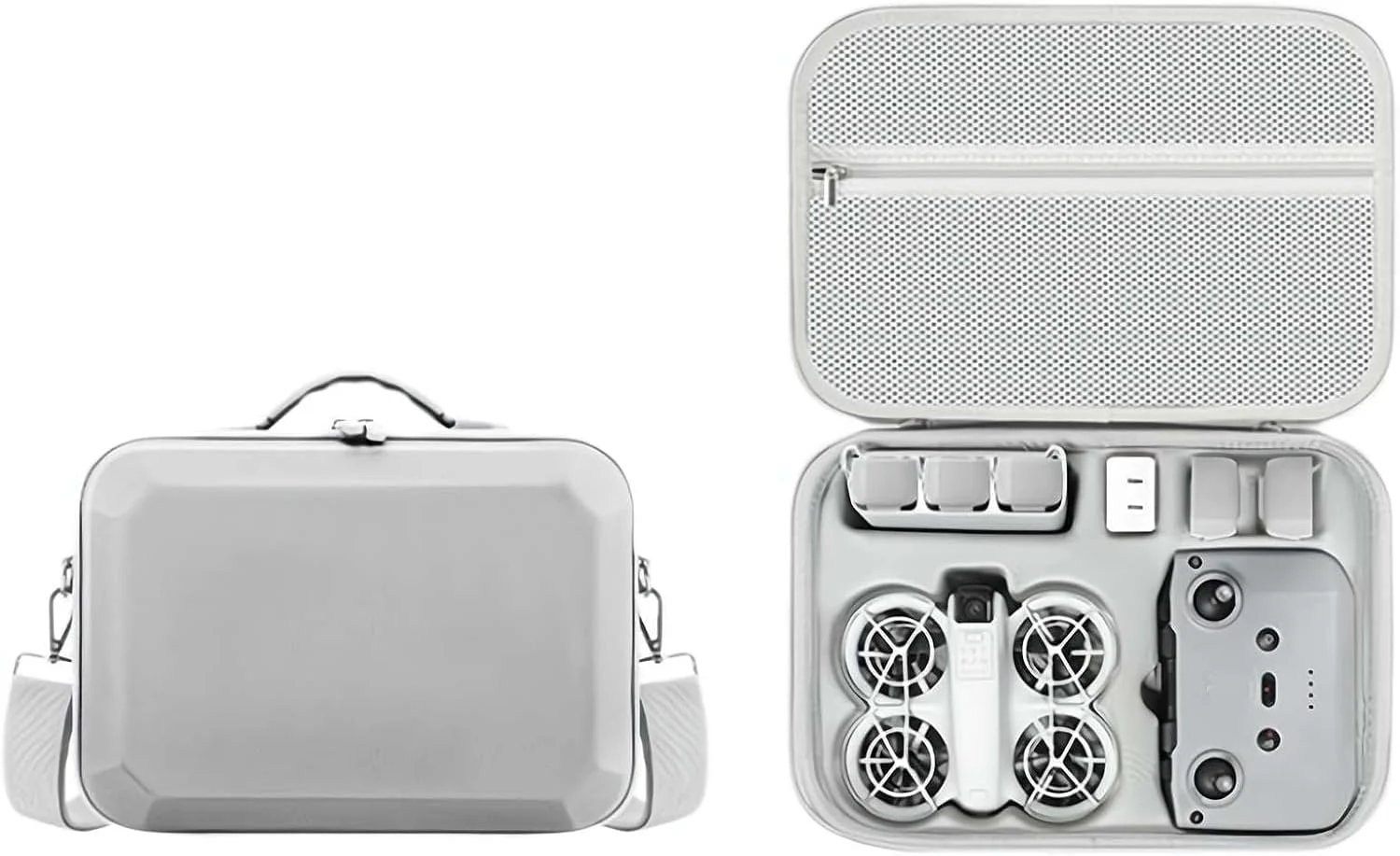 کیف حمل DJI Neo، کیف نگهداری هارد شل قابل حمل برای DJI Neo Drone و لوازم جانبی، کیف مسافرتی محافظ ضد آب برای DJI Neo Fly More Combo، کنترلر از راه دور RC-N3 و موارد دیگر (خاکستری)