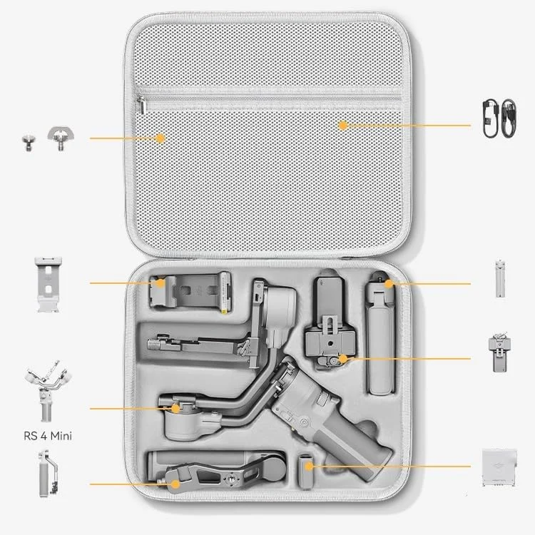 کیف حمل برای DJI RS 4 Mini، کیف شانه ای قابل حمل چمدان سخت سازگار با DJI Ronin RS4 Mini تثبیت کننده گیمبال 3 محوره دستی (مشکی)