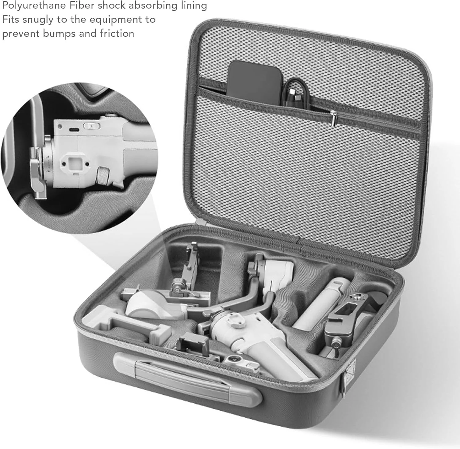 کیف حمل برای گیمبال دستی کوچک RS4 و لوازم جانبی، کیف نگهداری قابل حمل ضد آب با بند شانه کیف حمل برای گیمبال دستی کوچک RS4 و لوازم جانبی، کیف نگهداری قابل حمل ضد آب با بند شانه