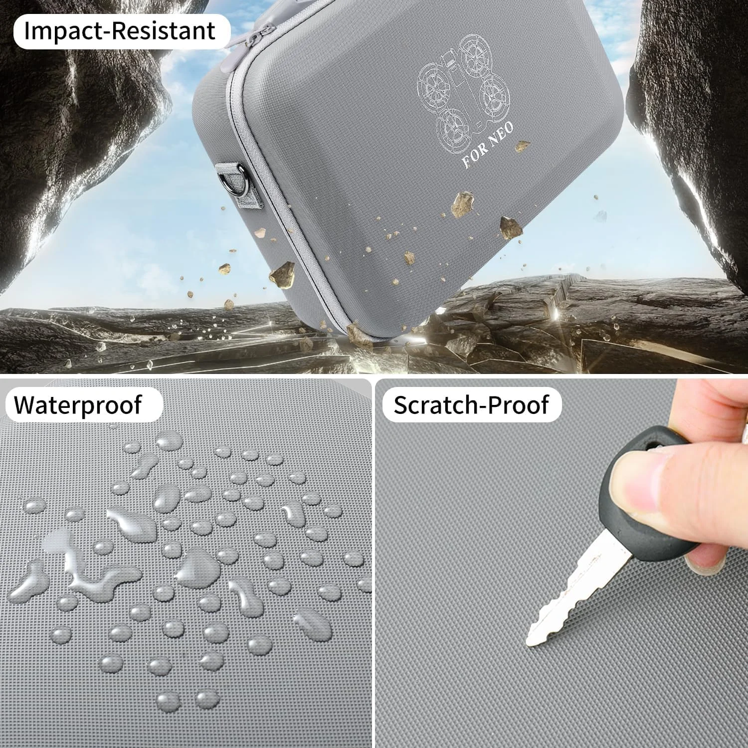 کیف حمل سخت برای DJI Neo Fly More Combo، کیف مسافرتی قابل حمل ساخته شده از چرم PU، ضد آب، کیف نگهداری مقاوم در برابر ضربه برای DJI NEO Drone و لوازم جانبی