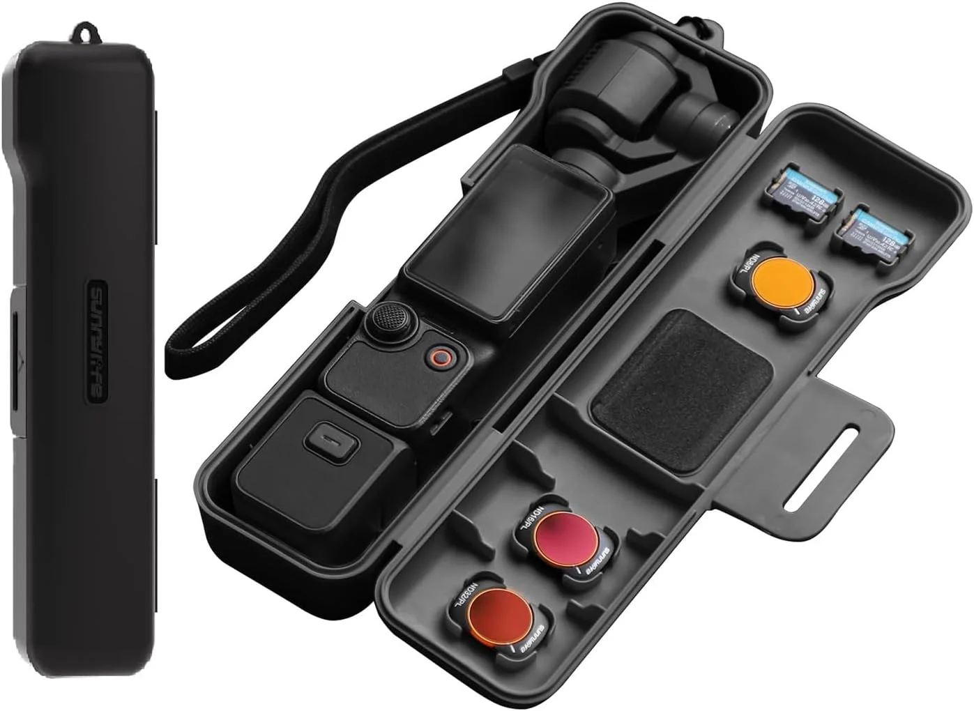 کیف حمل برای DJI OSMO Pocket 3، کیف نگهداری قابل حمل با 3 جایگاه مغناطیسی فیلتر CPL/ND و 2 جایگاه کارت حافظه، کیف محافظ هارد شل برای لوازم جانبی DJI Osmo Pocket 3