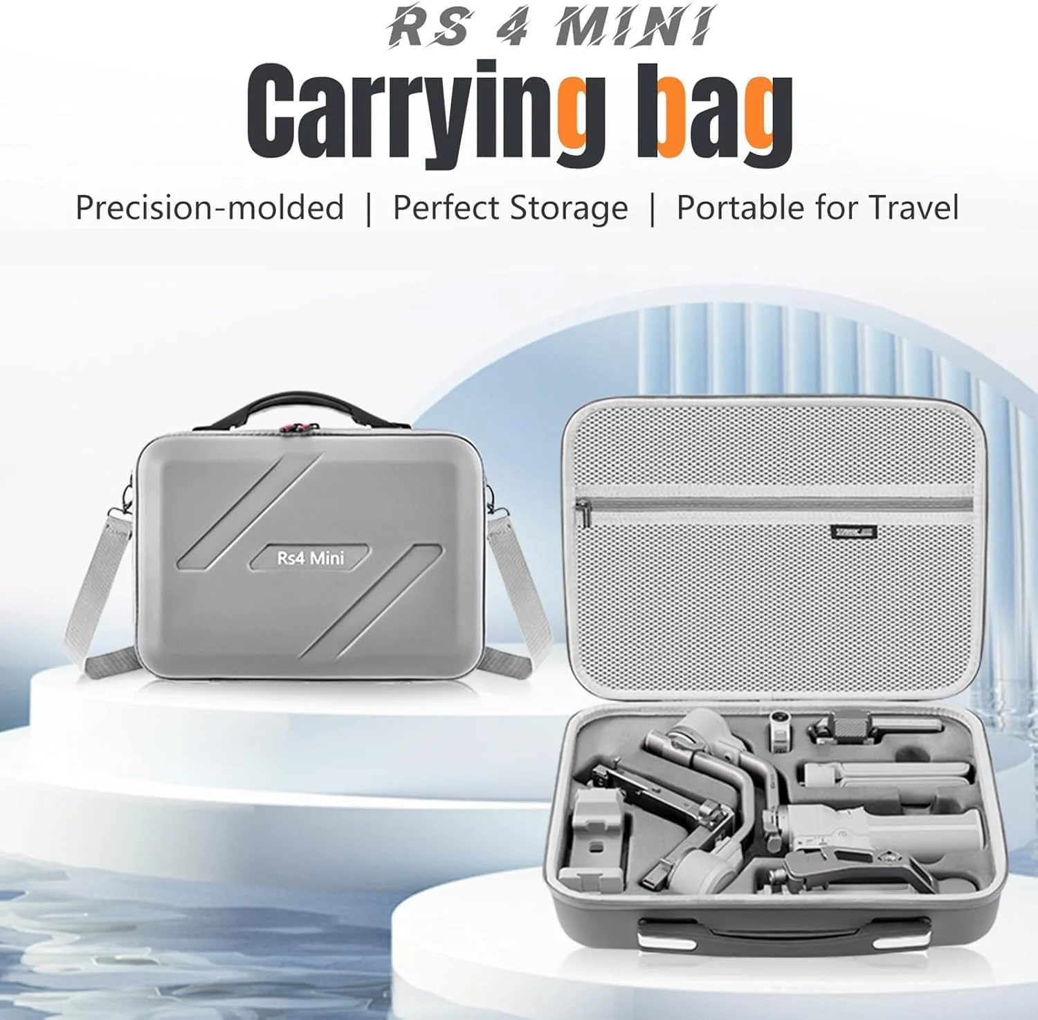 کیف حمل مینی RS 4، کیف نگهداری چرمی PU قابل حمل، کیف شانه ای مسافرتی برای گیمبال استابلایزر DJI Ronin RS4 Mini و لوازم جانبی