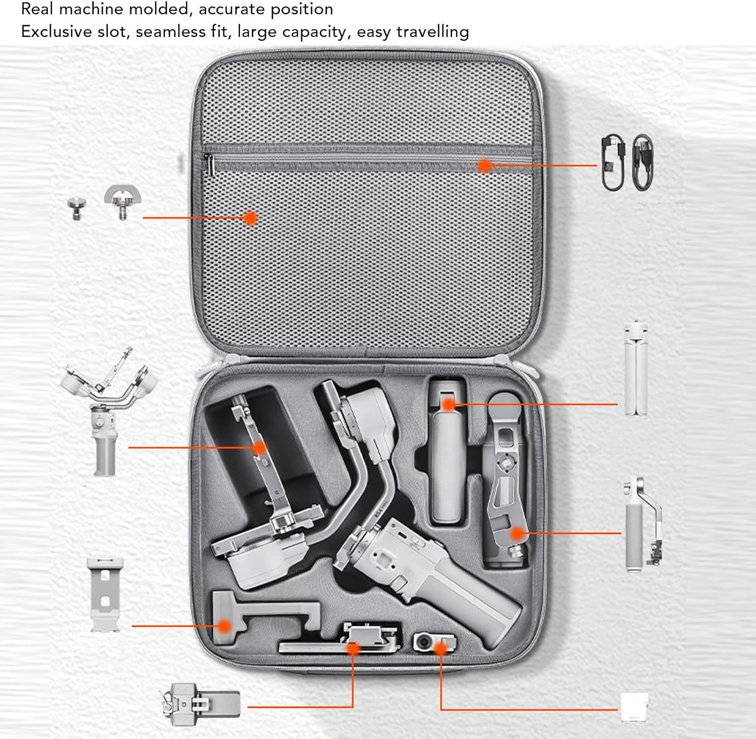 کیف حمل برای گیمبال دستی کوچک RS4 و لوازم جانبی، کیف نگهداری قابل حمل ضد آب با بند شانه کیف حمل برای گیمبال دستی کوچک RS4 و لوازم جانبی، کیف نگهداری قابل حمل ضد آب با بند شانه