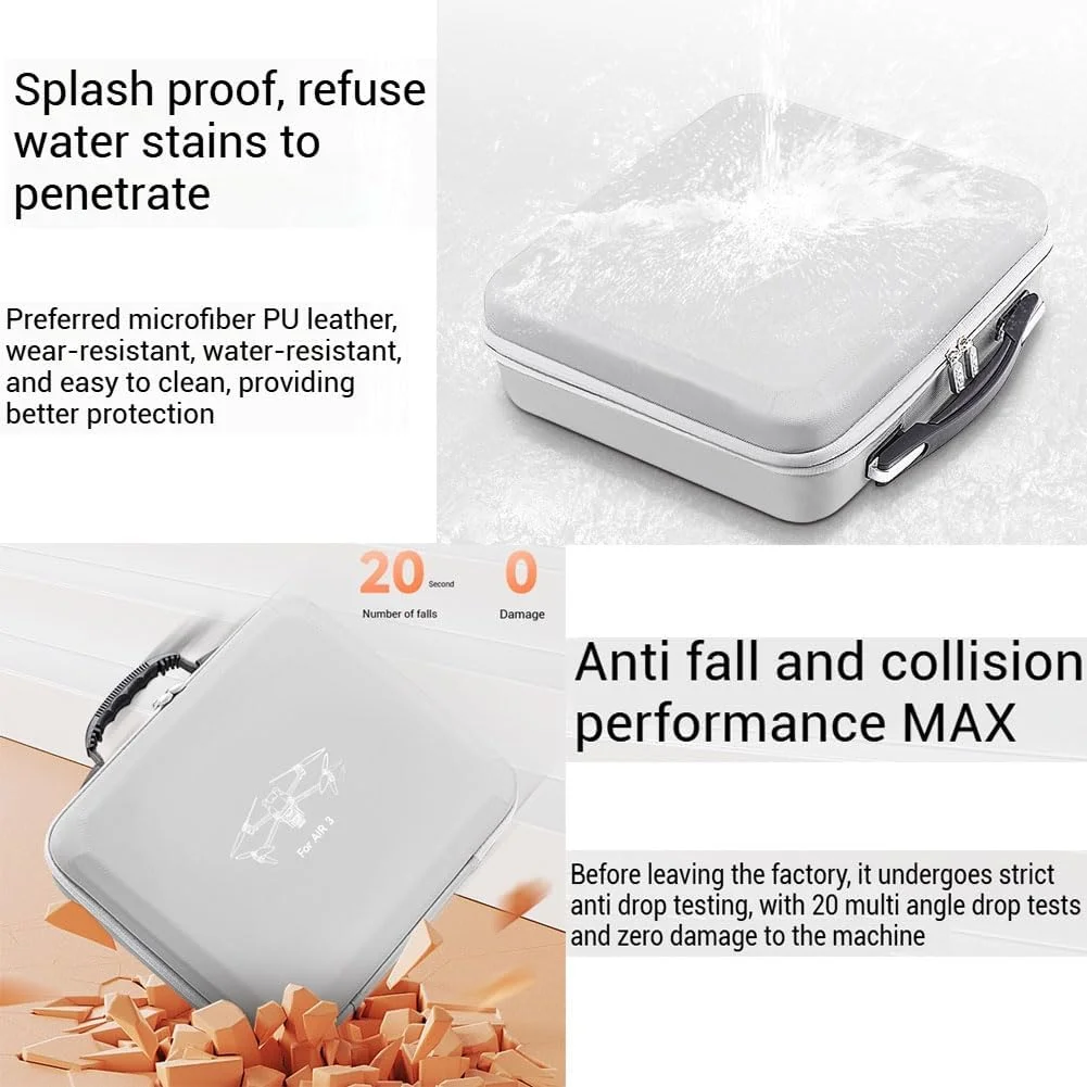 کیف حمل سخت برای DJI Air 3S/3، کیف چرمی PU مسافرتی قابل حمل، ضد آب و مقاوم در برابر ضربه برای پهپاد DJI Air 3/Air 3S و لوازم جانبی (با فضای هاب شارژ)