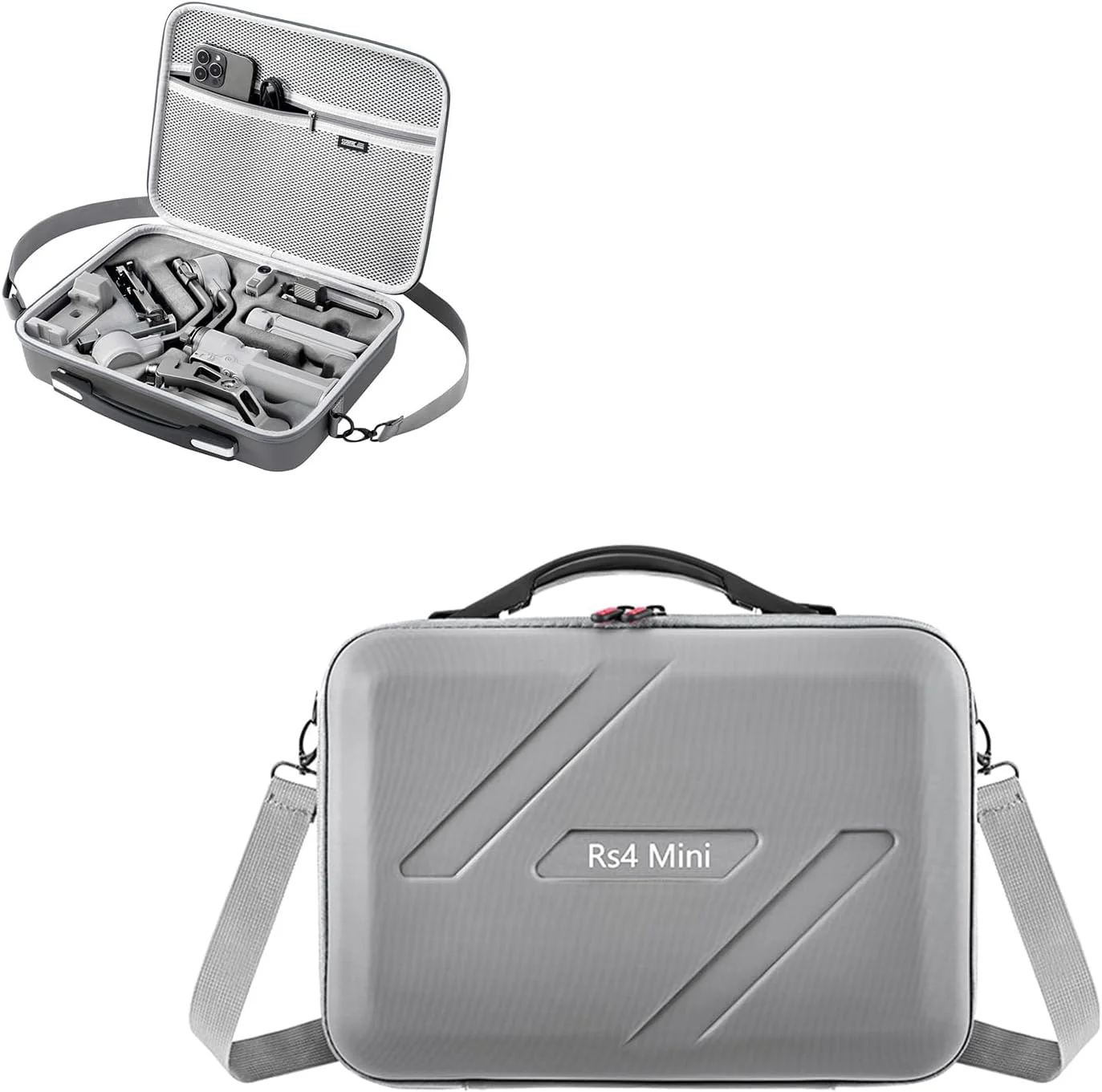 کیف حمل برای RS 4 Mini و لوازم جانبی، کیف شانه ای قابل حمل با پوسته سخت، کیف محافظ مسافرتی PU با بند شانه
