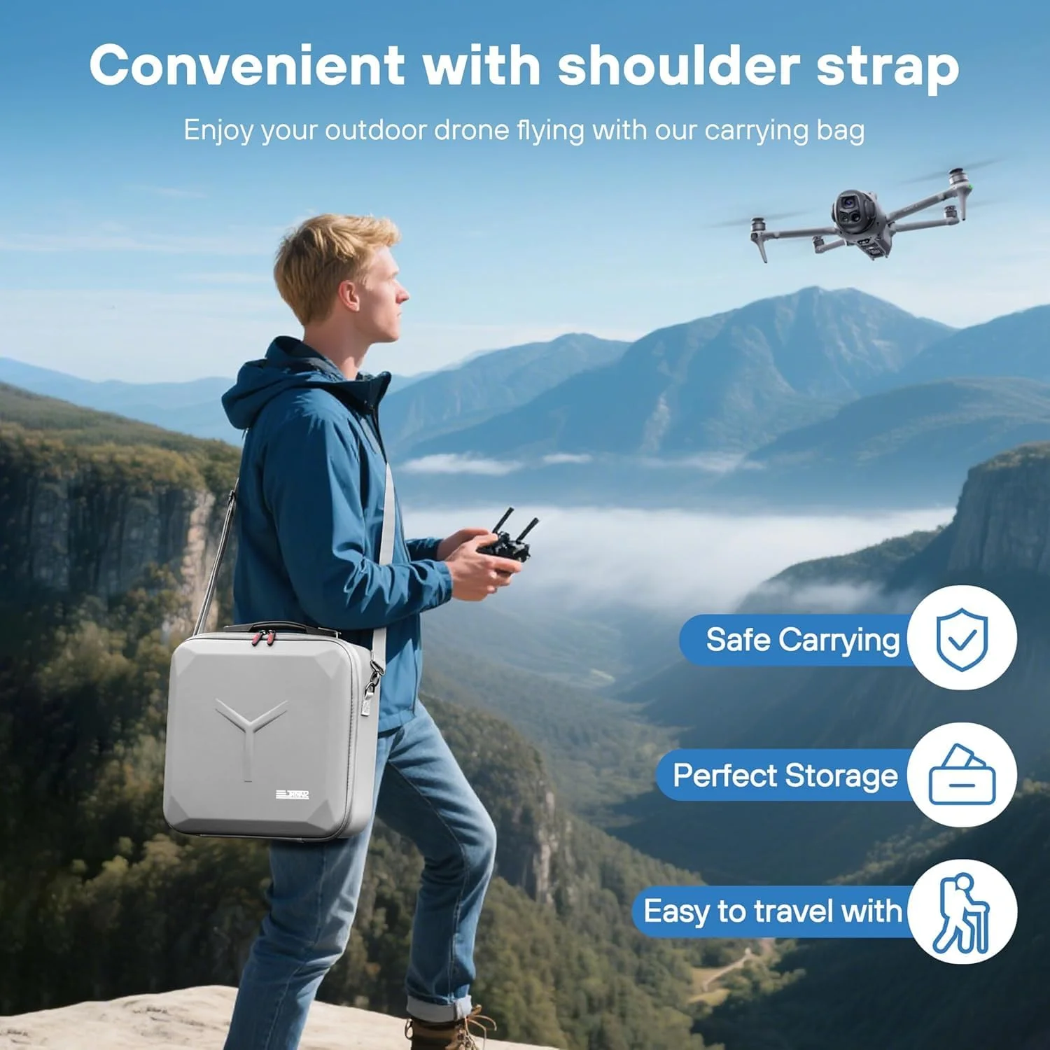 کیف حمل Mavic 4 Pro، کیف چرمی PU قابل حمل با بند شانه برای DJI Mavic 4 Pro سازگار با کنترلر RC 2/RC Pro 2 (برای کنترلر RC Pro2)