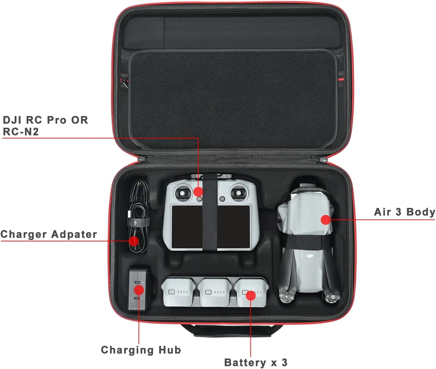 کیف حمل برای DJI Air 3S/Air 3 Fly More Combo - مناسب برای بدنه Air 3، کنترلر DJI RC/RC 2، باتری x 4، شارژر، هاب شارژ، پروانه ها از RLSOCO (فقط کیف) کیف حمل برای DJI Air 3S/Air 3 Fly More Combo - مناسب برای بدنه Air 3، کنترلر DJI RC/RC 2، باتری x 4، شارژر، هاب شارژ، پروانه ها از RLSOCO (فقط کیف)
