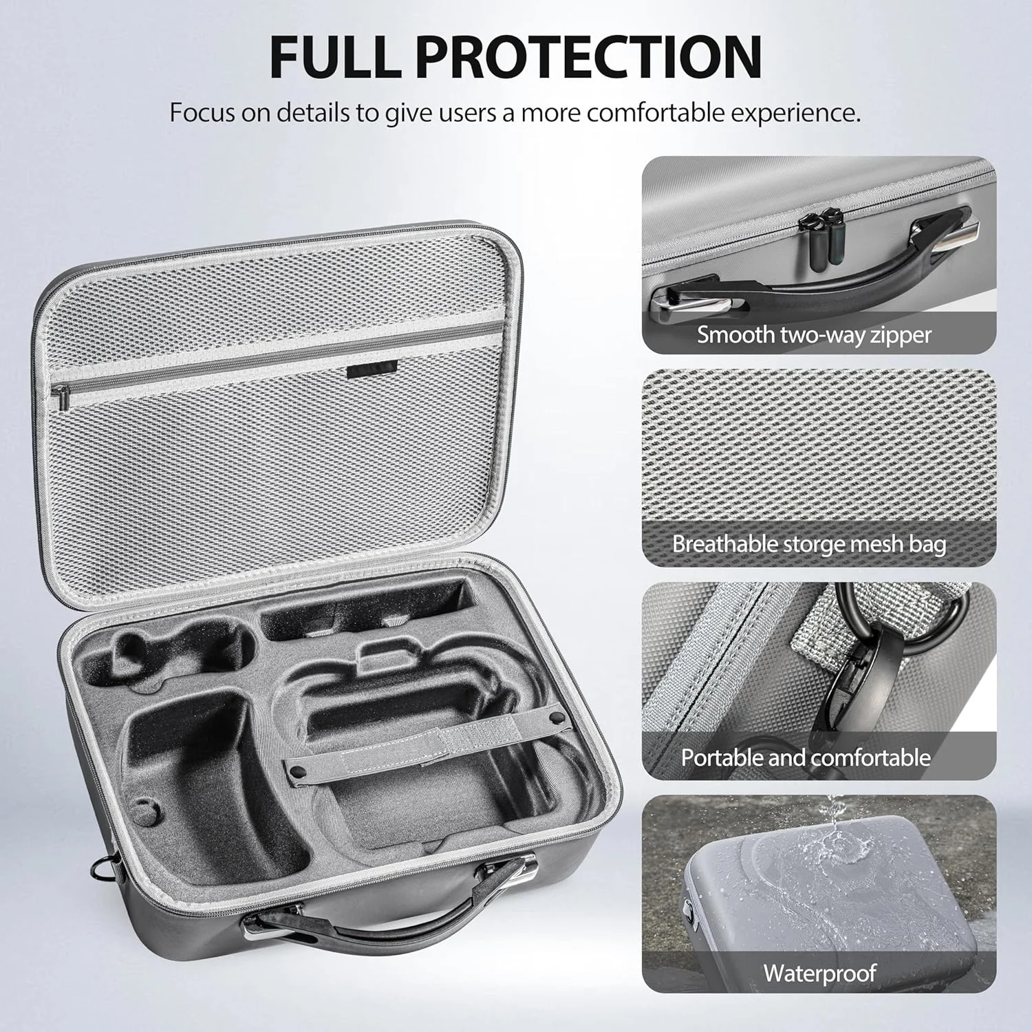 کیف حمل برای DJI Avata 2، مناسب برای Fly More Combo با Goggles 3 RC Motion 3 و لوازم جانبی، کیف مسافرتی قابل حمل با ظرفیت بزرگ و محافظت کامل به همراه بند شانه، طراحی ضد آب