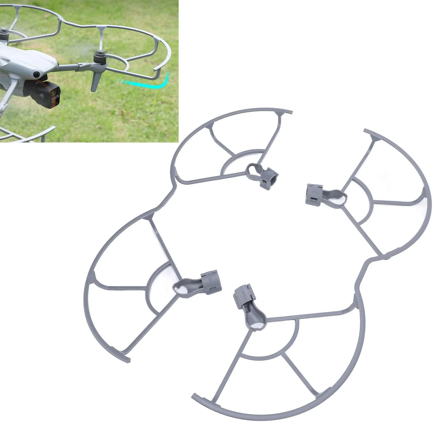 محافظ ملخ پهپاد بسته 4 عددی ضربه گیر تیغه ملخ با جذب شوک محافظ پلاستیکی سبک وزن برای Air 3S/3 با تقویت بازوی پشتیبانی مثلثی ملخ موثر