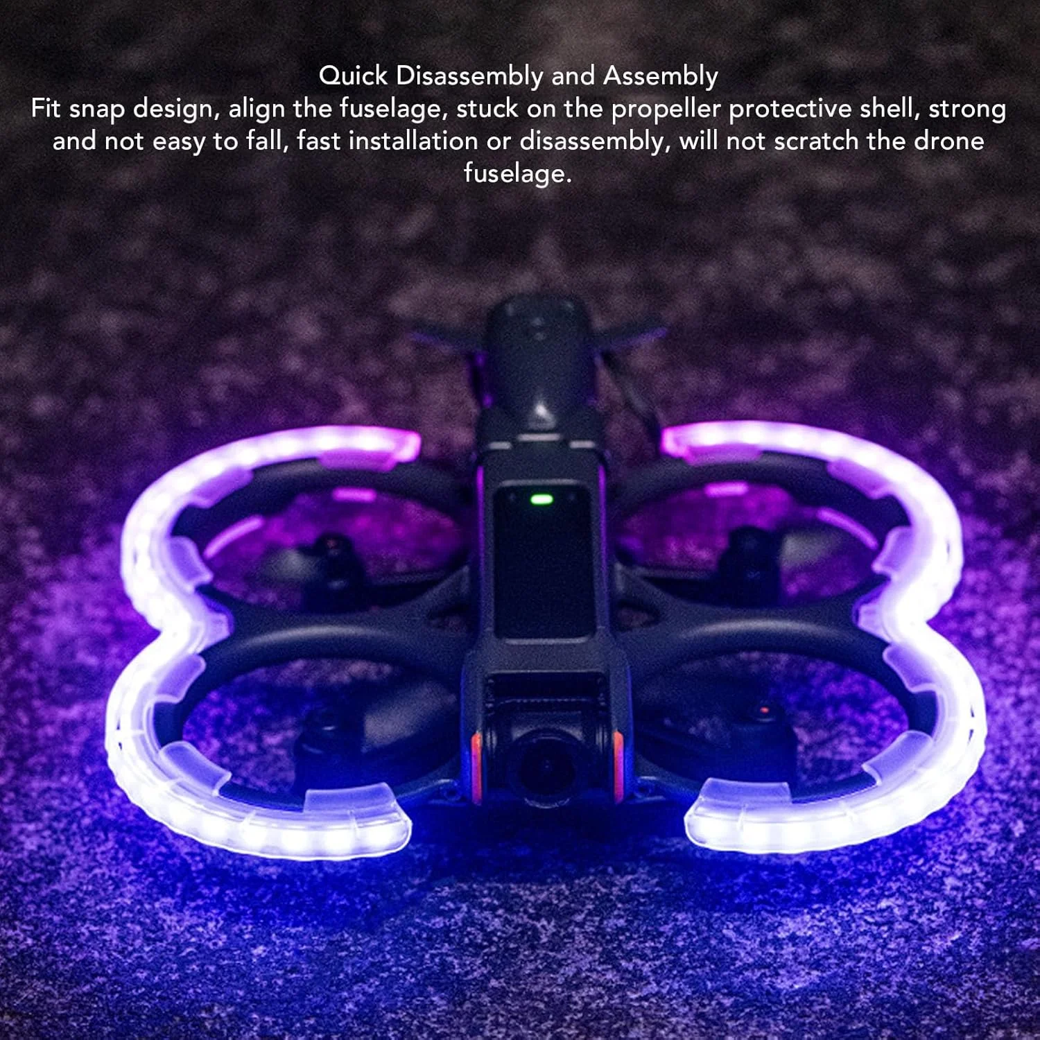 محافظ پروانه ضربه گیر برای پهپاد Avata 2، محافظ پروانه چراغ دار RGB رنگارنگ، پوشش محافظ ضد برخورد برای پهپاد Avata 2