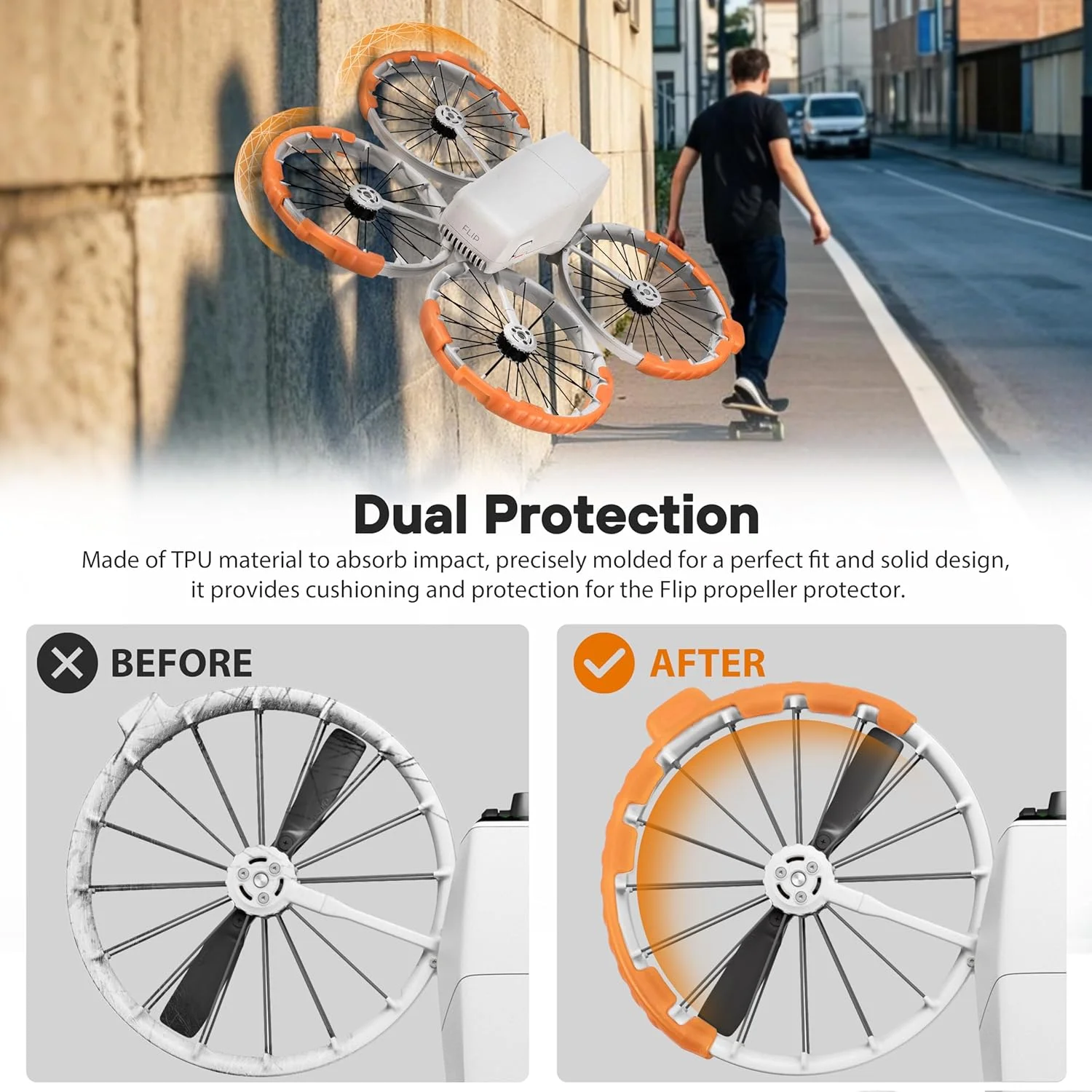محافظ پروانه برای لوازم جانبی پهپاد Dji Flip، حلقه محافظ برخورد قاب پروانه برای Dji Flip (نارنجی فلورسنت)