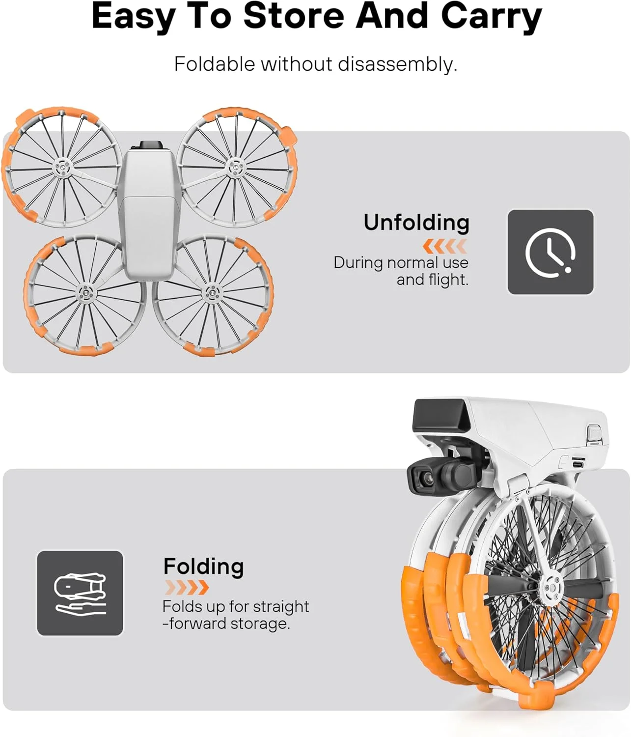 محافظ پروانه برای لوازم جانبی پهپاد Dji Flip، حلقه محافظ برخورد قاب پروانه برای Dji Flip (نارنجی فلورسنت)