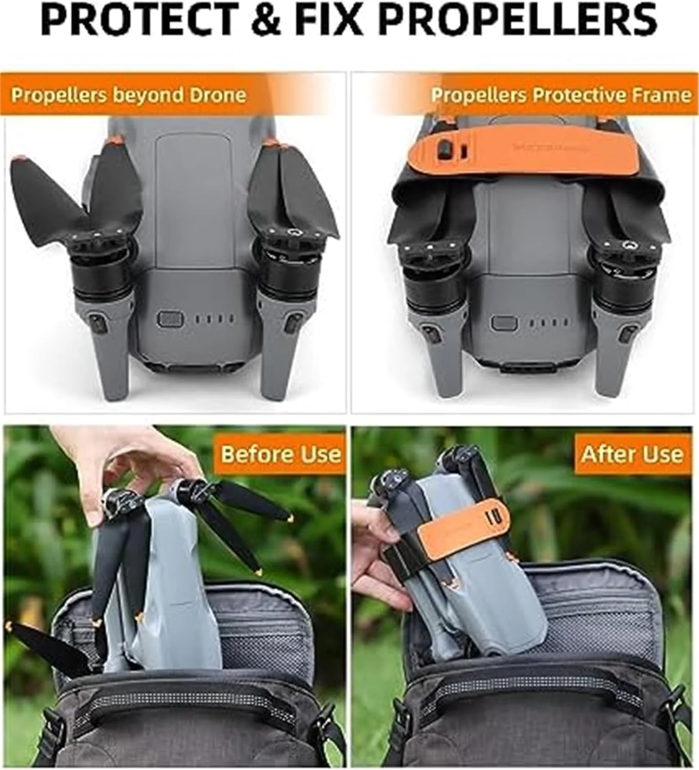 نگهدارنده ملخ برای DJI Air 3، محافظ تسمه ملخ، تثبیت کننده، پوشش محافظ پهپاد برای فضای باز (مشکی) محافظ ملخ پهپاد (نارنجی)