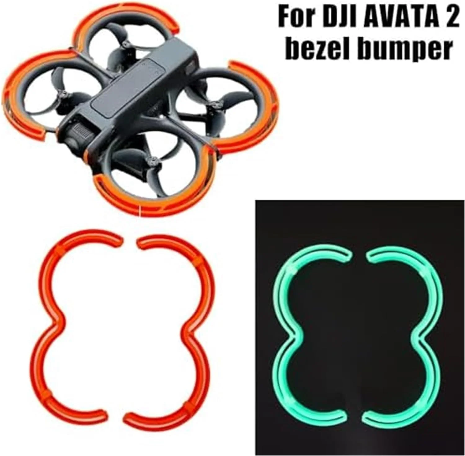 محافظ پروانه، برای DJI، 2، حلقه ضربه گیر محافظ، محافظ پروانه ها، پوشش ضد برخورد (نارنجی) محافظ پروانه پهپاد (مشکی شب تاب)