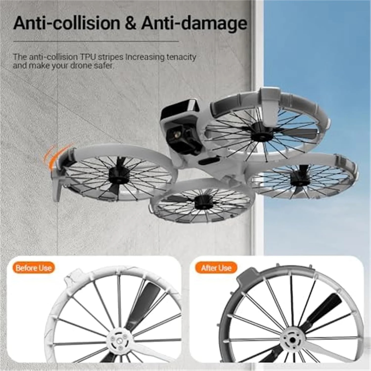 محافظ پروانه، برای فلیپ، محافظ پروانه TPU، حلقه ضربه گیر محافظ، پوشش ضد برخورد پروانه (مشکی) محافظ پروانه پهپاد (مشکی)