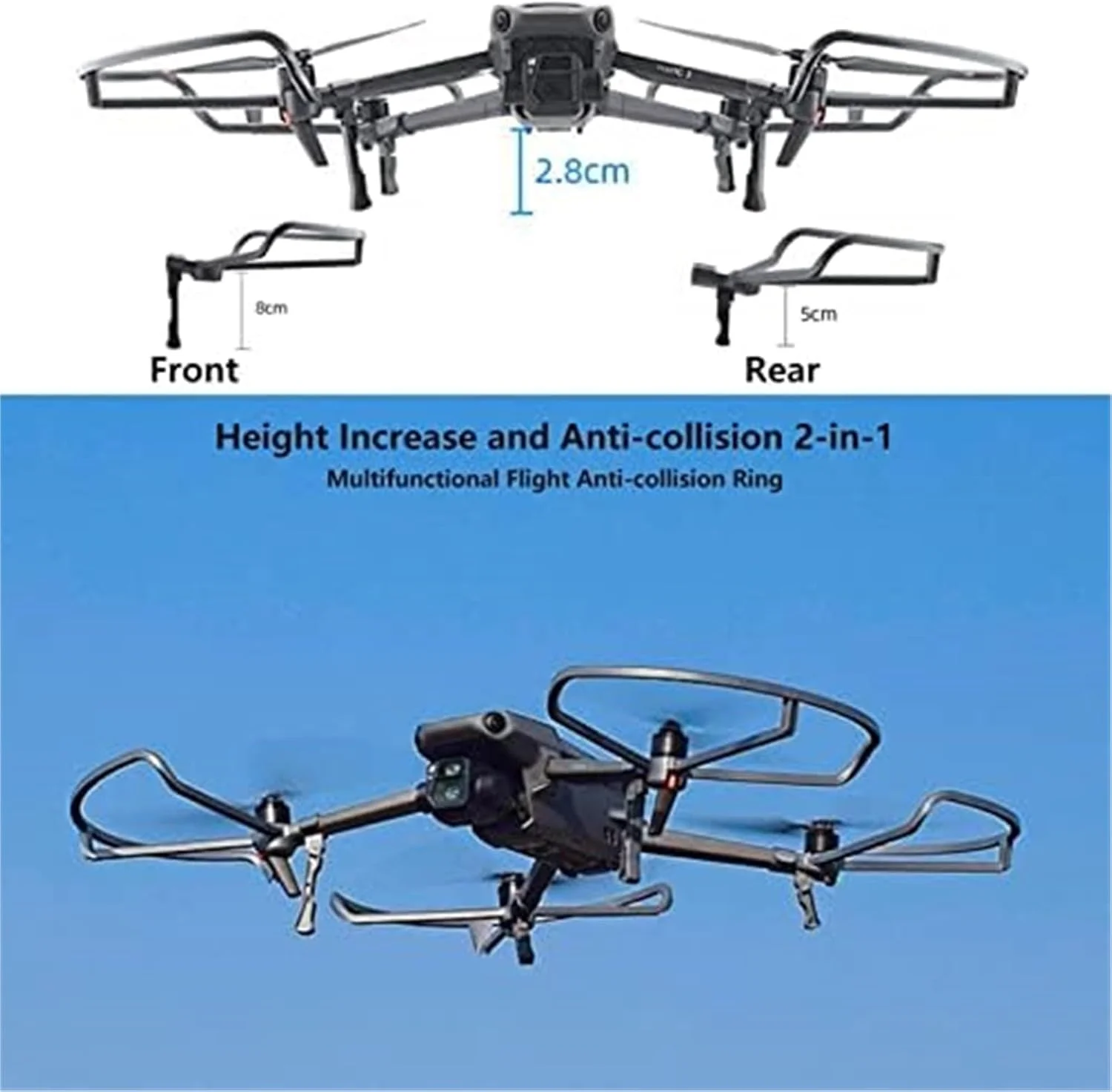 محافظ ملخ برای Mavic 3، پایه لندینگ گیر 2 در 1 با پایه افزایش ارتفاع + برای DJI، برای محافظ ملخ پهپاد