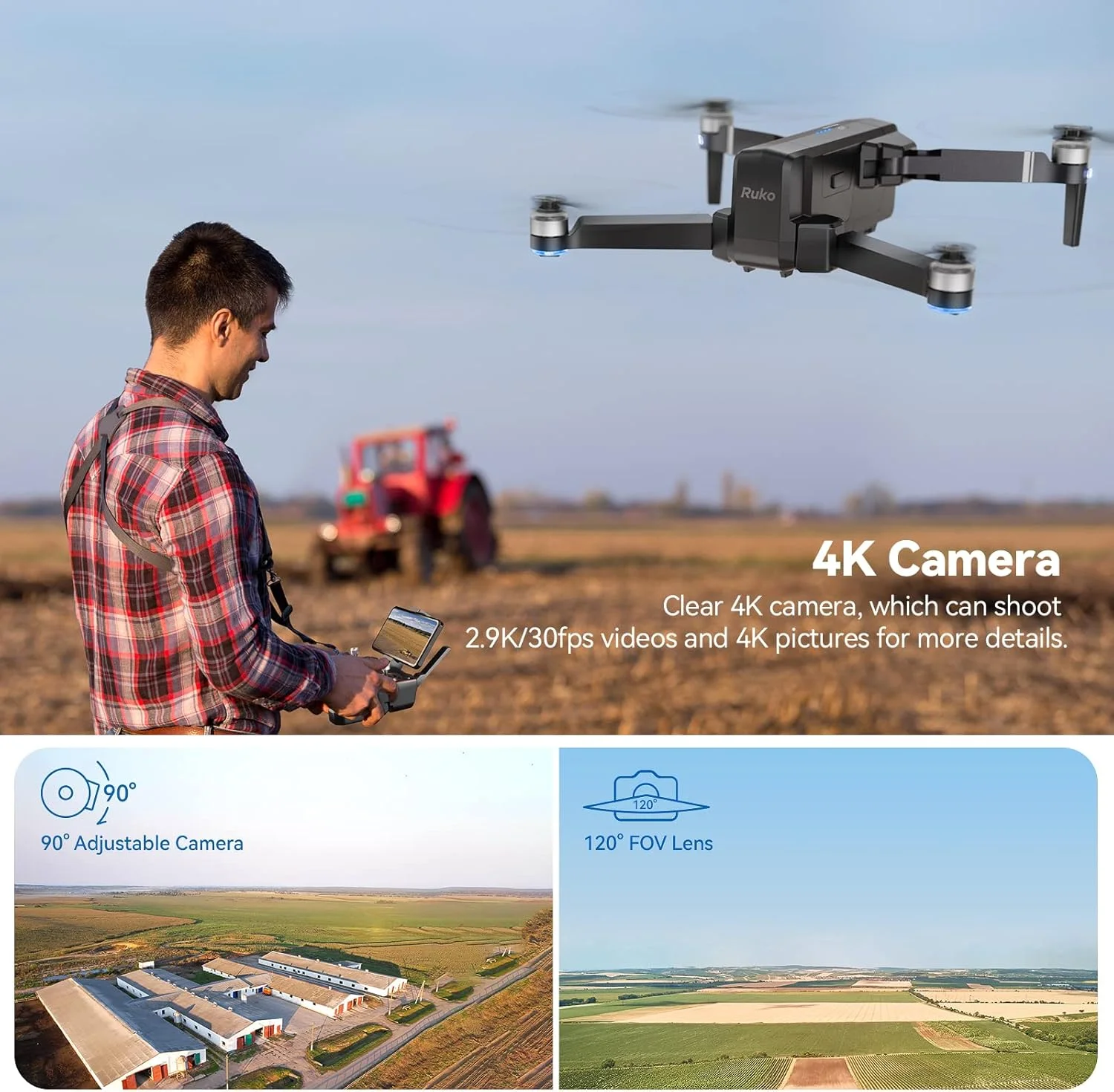 پهپاد Ruko F11 Pro کوادکوپتر 4K UHD با ویدئو زنده، پهپادهای GPS، پهپاد FPV با دوربین برای بزرگسالان و مبتدیان، 30 دقیقه زمان پرواز، باتری 2500mAh با عمر طولانی، موتور براشلس - مشکی (1 باتری اضافی + کیف حمل).… پهپاد Ruko F11 Pro کوادکوپتر 4K UHD با ویدئو زنده، پهپادهای GPS، پهپاد FPV با دوربین برای بزرگسالان و مبتدیان، 30 دقیقه زمان پرواز، باتری 2500mAh با عمر طولانی، موتور براشلس - مشکی (1 باتری اضافی + کیف حمل).…