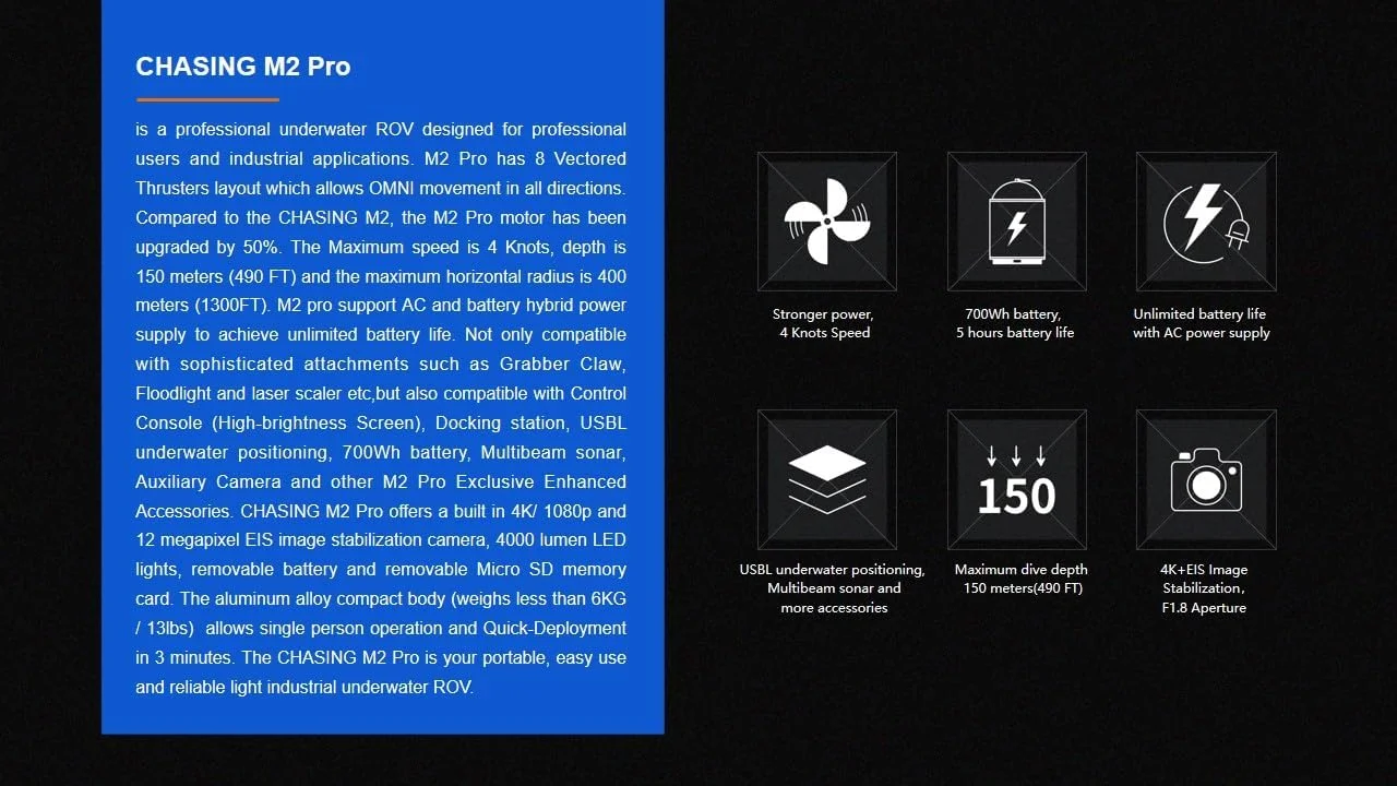 پهپاد زیرآبی MOBYAT M2 PRO ROV، پهپاد دریایی صنعتی سبک با بازوهای رباتیک پهپاد RC برای کاربردهای حرفه ای