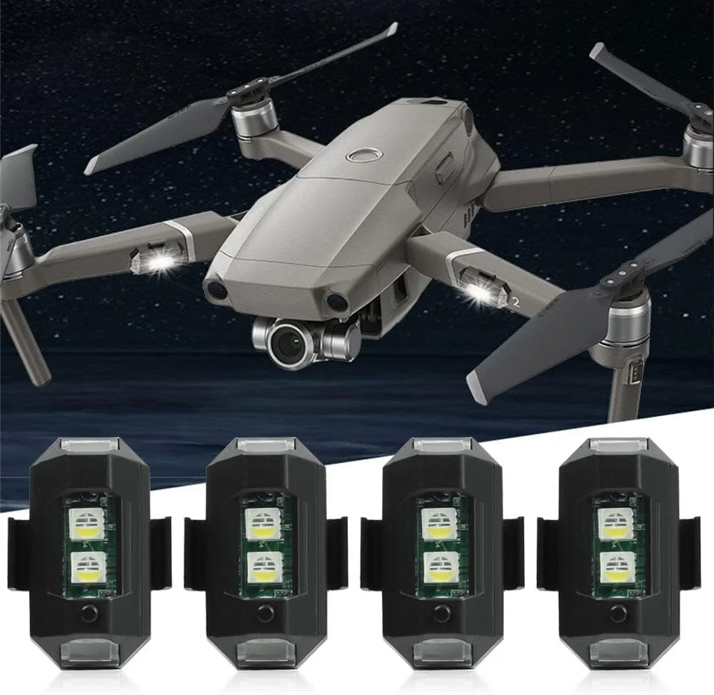 چراغ های LED چشمک زن پهپاد MAKINGTEC، بسته 4 عددی، چراغ های ضد برخورد پرواز هواپیما، 7 رنگ، شارژ USB برای DJI Air 2S / Mini 2 / Mavic Air 2 / Mavic Mini Drone/دوچرخه/موتور سیکلت/ماشین