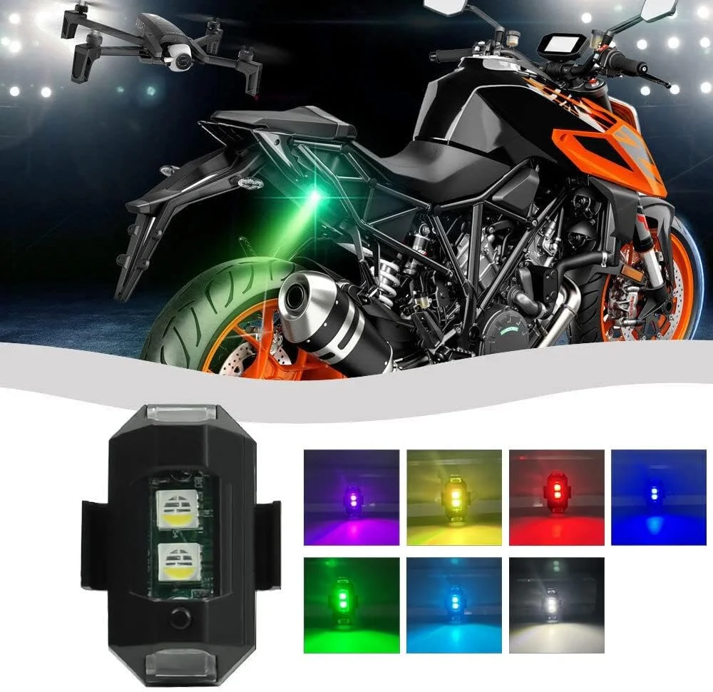 چراغ های LED چشمک زن پهپاد MAKINGTEC، بسته 4 عددی، چراغ های ضد برخورد پرواز هواپیما، 7 رنگ، شارژ USB برای DJI Air 2S / Mini 2 / Mavic Air 2 / Mavic Mini Drone/دوچرخه/موتور سیکلت/ماشین