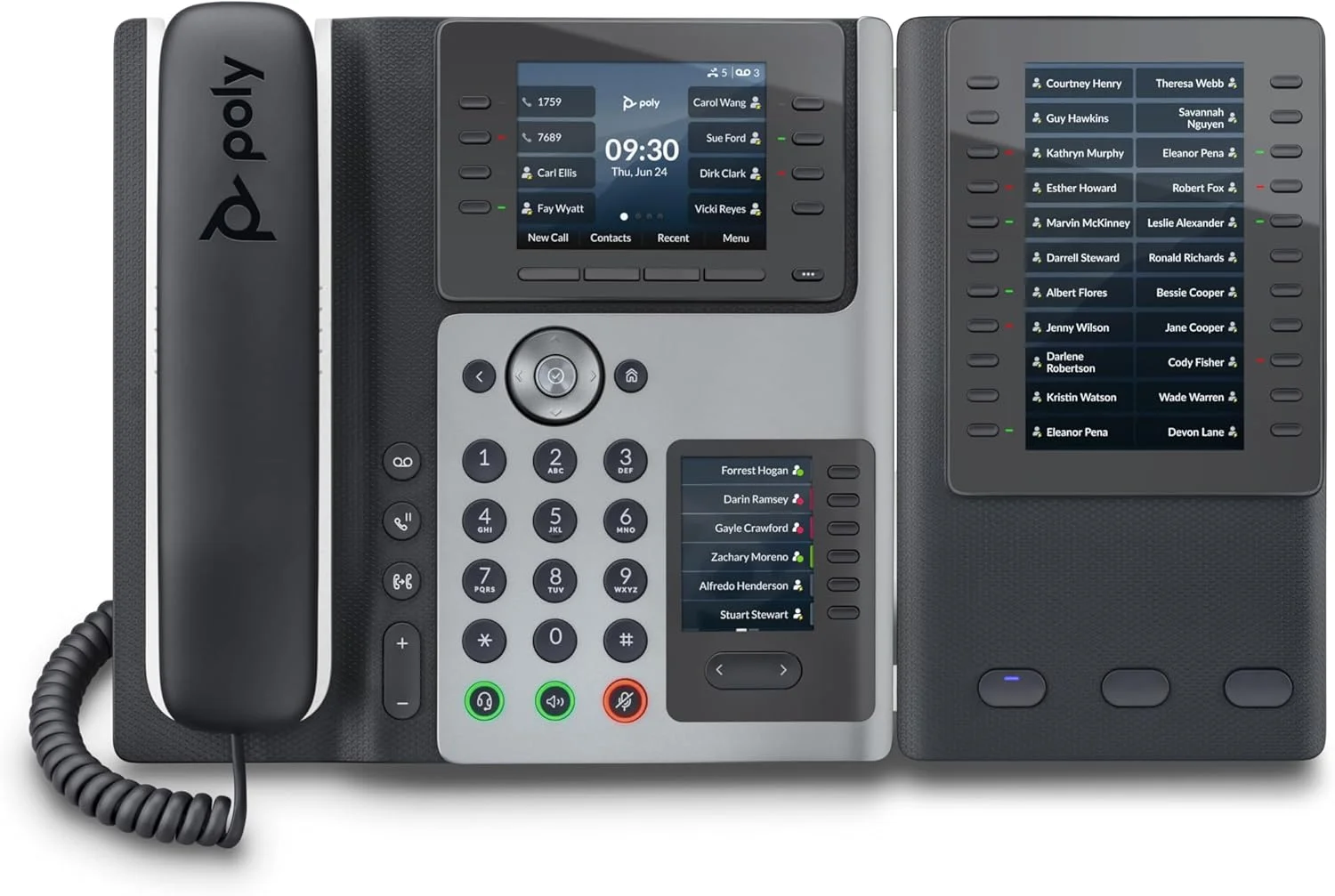 تلفن تحت شبکه Poly Edge E450 - با سیم - با سیم/بی سیم - Wi-Fi، بلوتوث - رومیزی - مشکی - VoIP - IEEE 802.11a/b/g/n/ac - 2 x شبکه (RJ-45) - درگاه های PoE