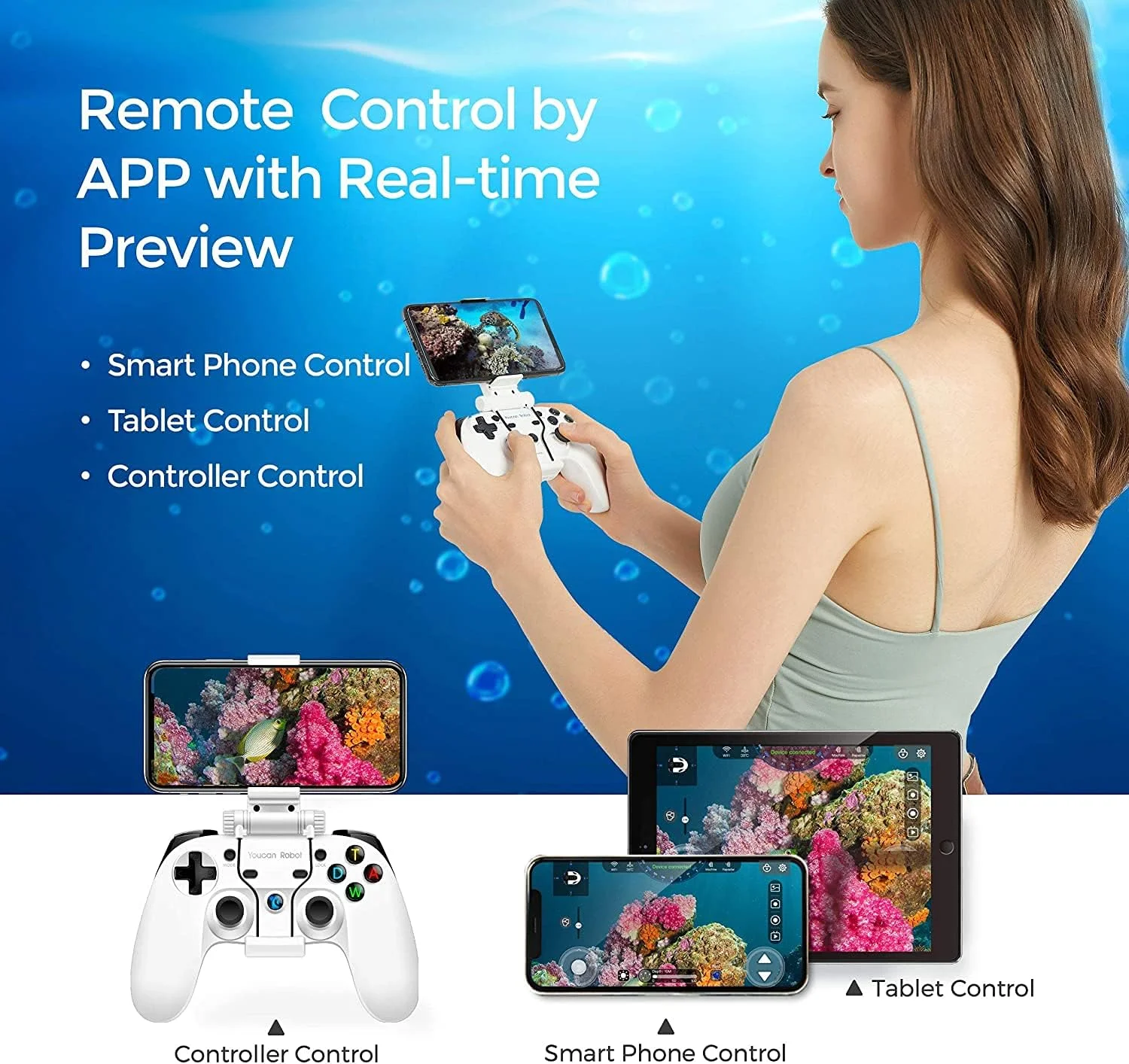 ربات زیرآبی حرفه ای BW Space Pro با کیفیت 4K HD و انتقال سیگنال پایدار، کنترل از راه دور، عمق غواصی 100 متری، زیردریایی RC، ROV (لنز 4K Prime) ربات زیرآبی حرفه ای BW Space Pro با کیفیت 4K HD و انتقال سیگنال پایدار، کنترل از راه دور، عمق غواصی 100 متری، زیردریایی RC، ROV (لنز 4K Prime)