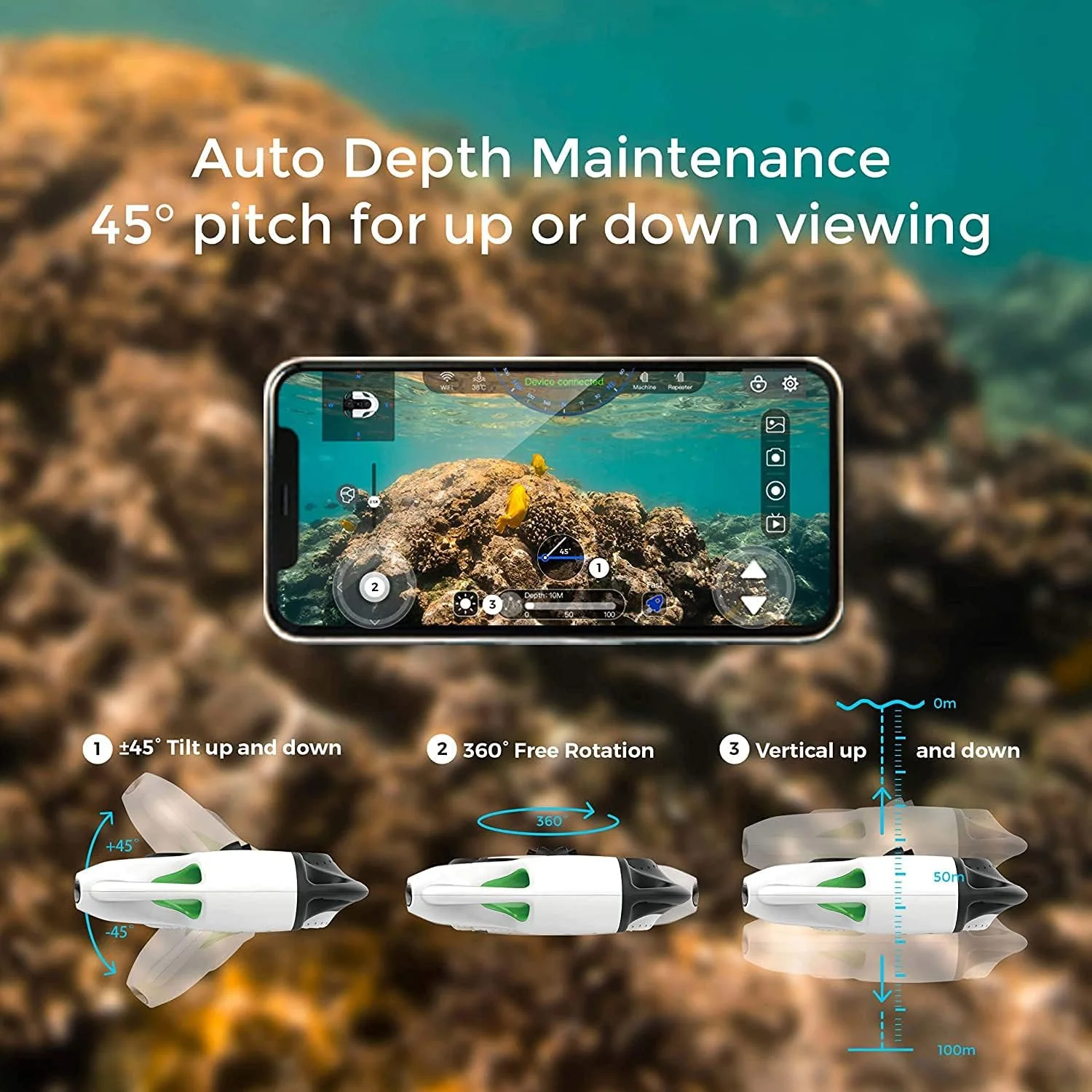 ربات زیرآبی حرفه ای BW Space Pro با کیفیت 4K HD و انتقال سیگنال پایدار، کنترل از راه دور، عمق غواصی 100 متری، زیردریایی RC، ROV (لنز 4K Prime) ربات زیرآبی حرفه ای BW Space Pro با کیفیت 4K HD و انتقال سیگنال پایدار، کنترل از راه دور، عمق غواصی 100 متری، زیردریایی RC، ROV (لنز 4K Prime)