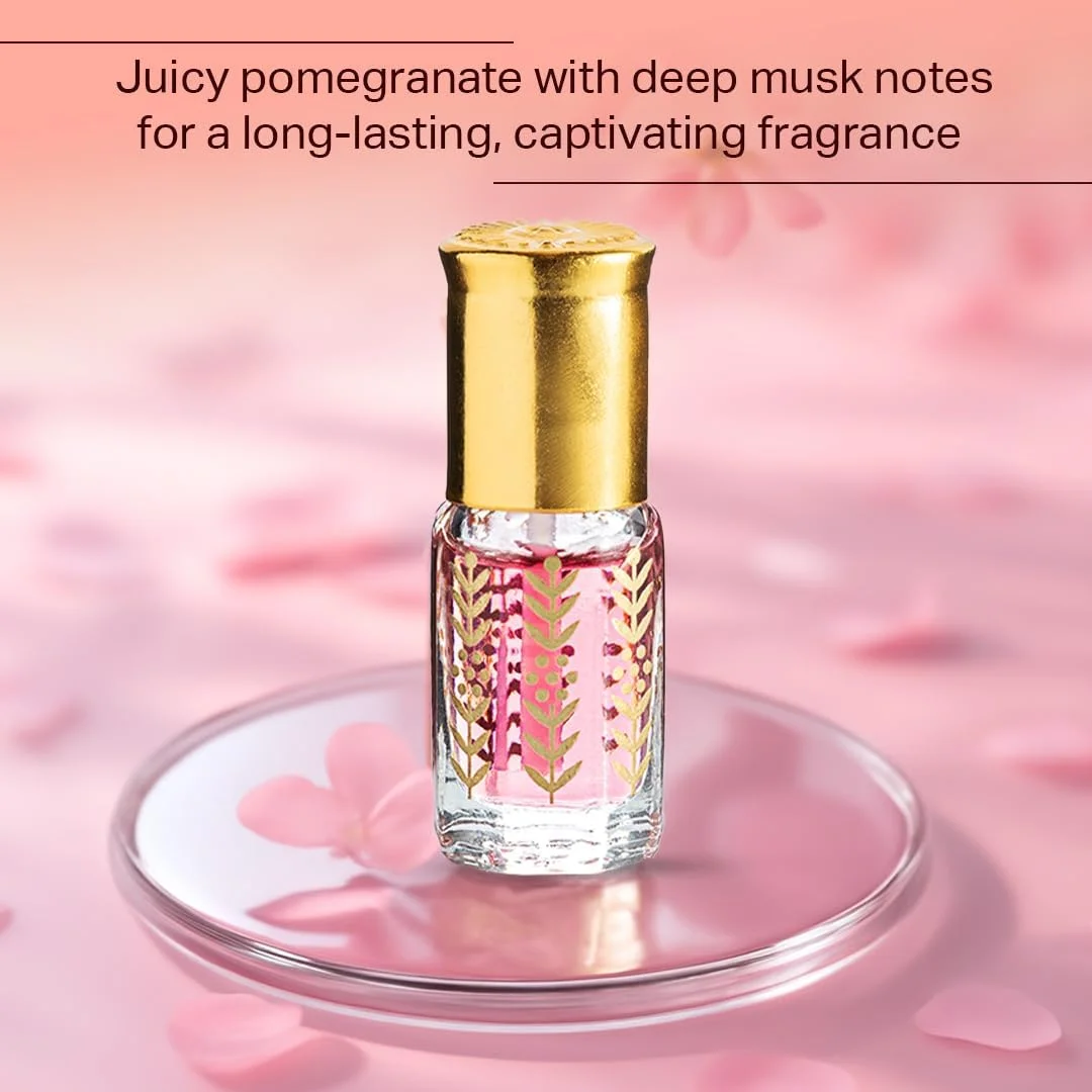 عطر روغنی مشک انار نوال - رایحه میوه ای جسورانه، ترکیبی از انار شیرین با ته رنگ های عمیق، عطر عطار ماندگار و یونیسکس برای آقایان و بانوان، 3 میلی لیتر