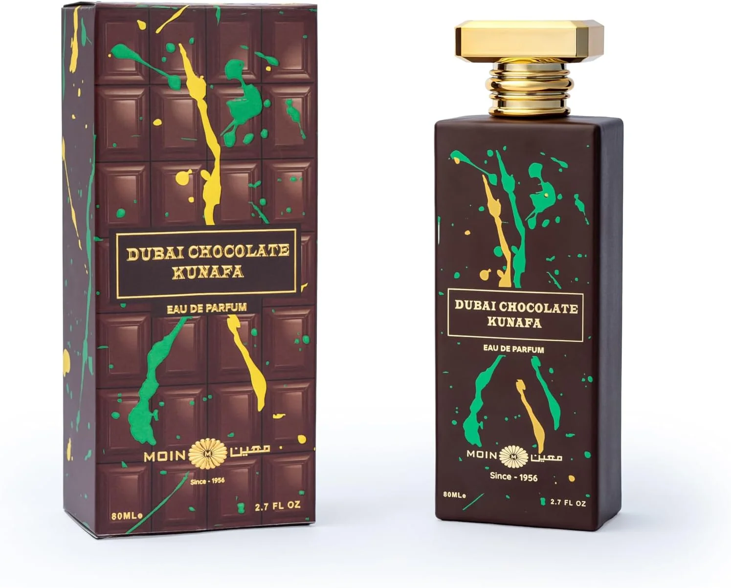 ادکلن شکلات کنافه موین دبی 100 میلی لیتر - رایحه شیرین عربی با پسته، بادام، کارامل و چوب عنبر - عطر شرقی ماندگار الهام گرفته از دسرهای عربی برای آقایان و بانوان