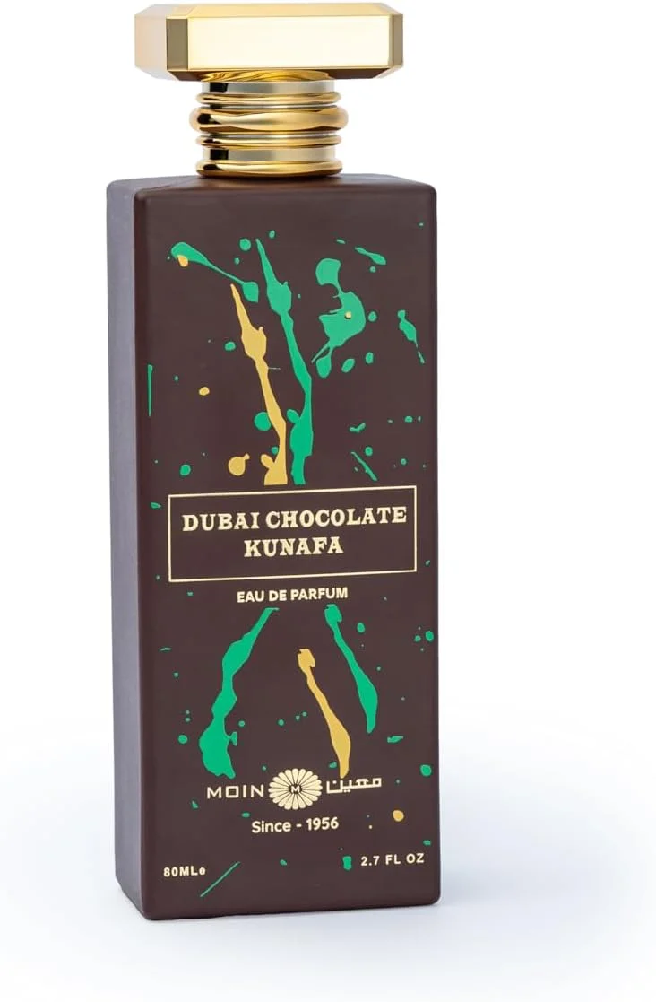 ادکلن شکلات کنافه موین دبی 100 میلی لیتر - رایحه شیرین عربی با پسته، بادام، کارامل و چوب عنبر - عطر شرقی ماندگار الهام گرفته از دسرهای عربی برای آقایان و بانوان