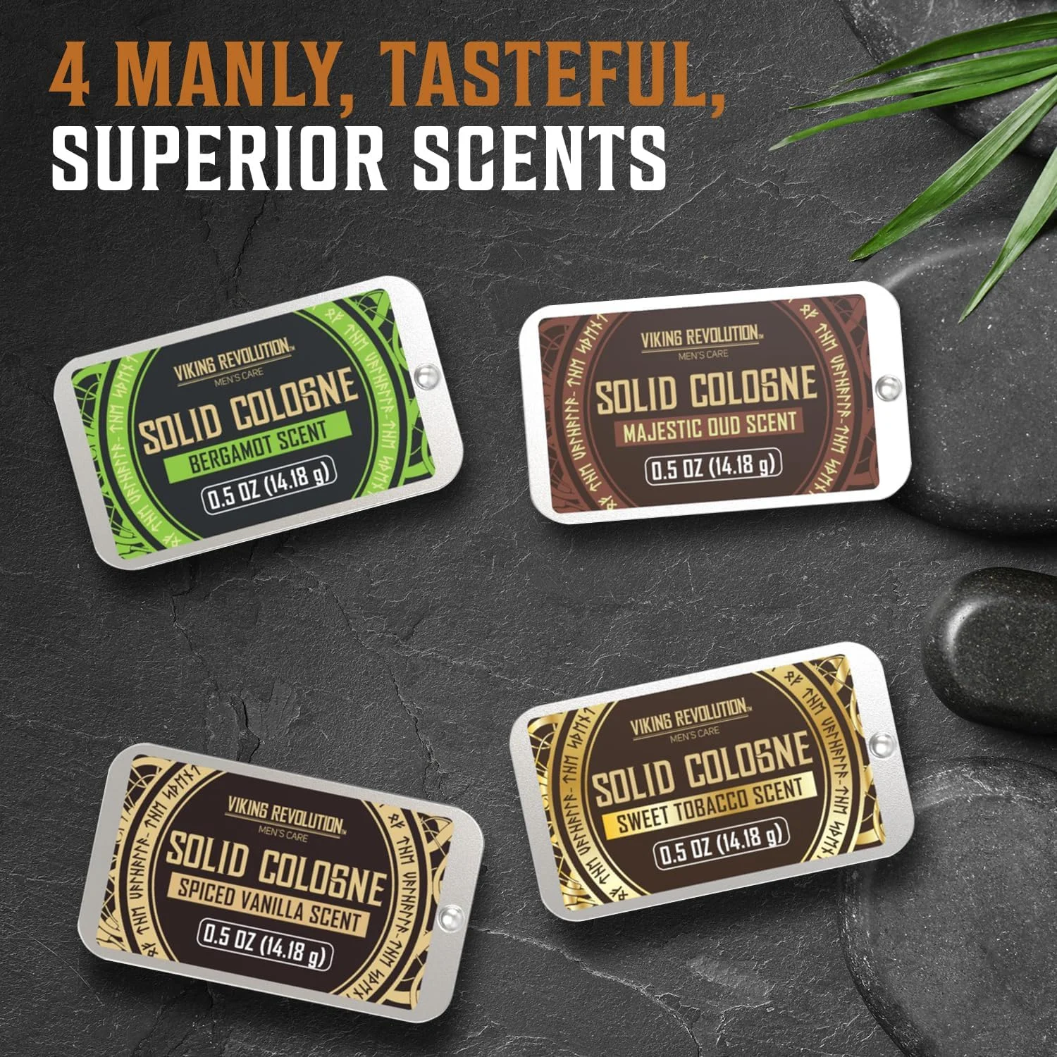 مجموعه چهارتایی ادکلن مردانه وایکینگ رولوشن - عطر جامد 15 میلی لیتری با رایحه وانیل ادویه دار، تنباکو شیرین، عود مجلل و ترنج - بالم مومی مسافرتی مجموعه چهارتایی ادکلن مردانه وایکینگ رولوشن - عطر جامد 15 میلی لیتری با رایحه وانیل ادویه دار، تنباکو شیرین، عود مجلل و ترنج - بالم مومی مسافرتی