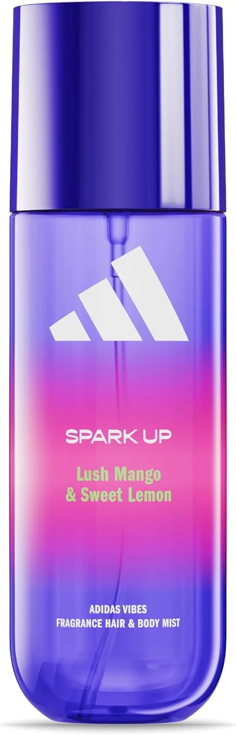 اسپری مو و بدن زنانه آدیداس Vibes Spark Up، تقویت کننده خلق و خو، رایحه انبه و لیمو شیرین، مناسب برای هر مناسبت، 236 میلی لیتر