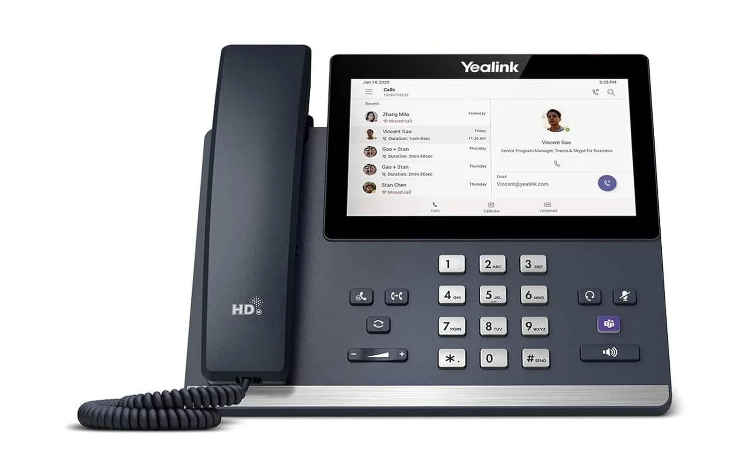 تلفن تحت شبکه رومیزی یالینک مدل MP56-TEAMS Edition با صفحه نمایش لمسی 7 اینچی، PoE (بدون آداپتور برق)