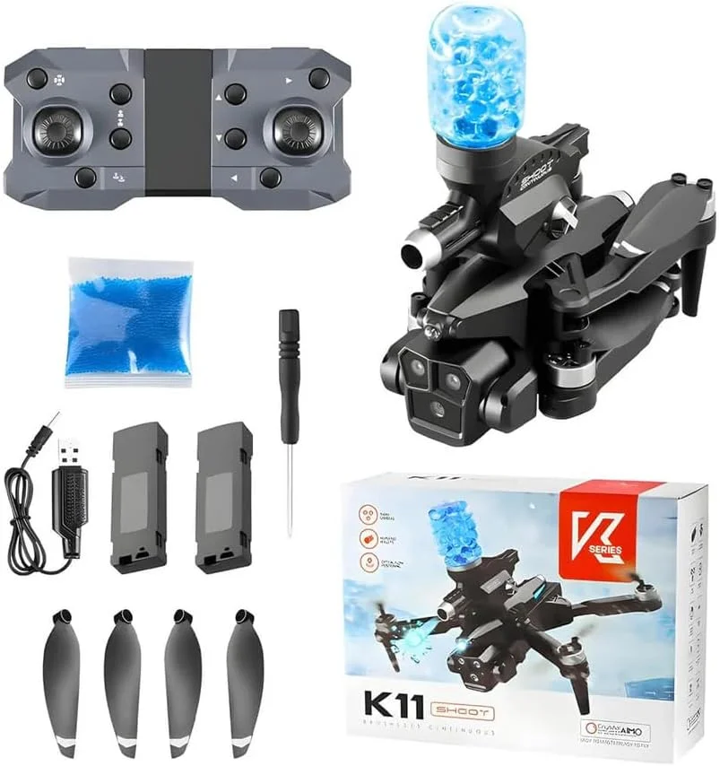 پهپاد با دوربین HD، پرتابگر توپ، کنترل از راه دور، کیف حمل، طراحی تاشو، مشکی