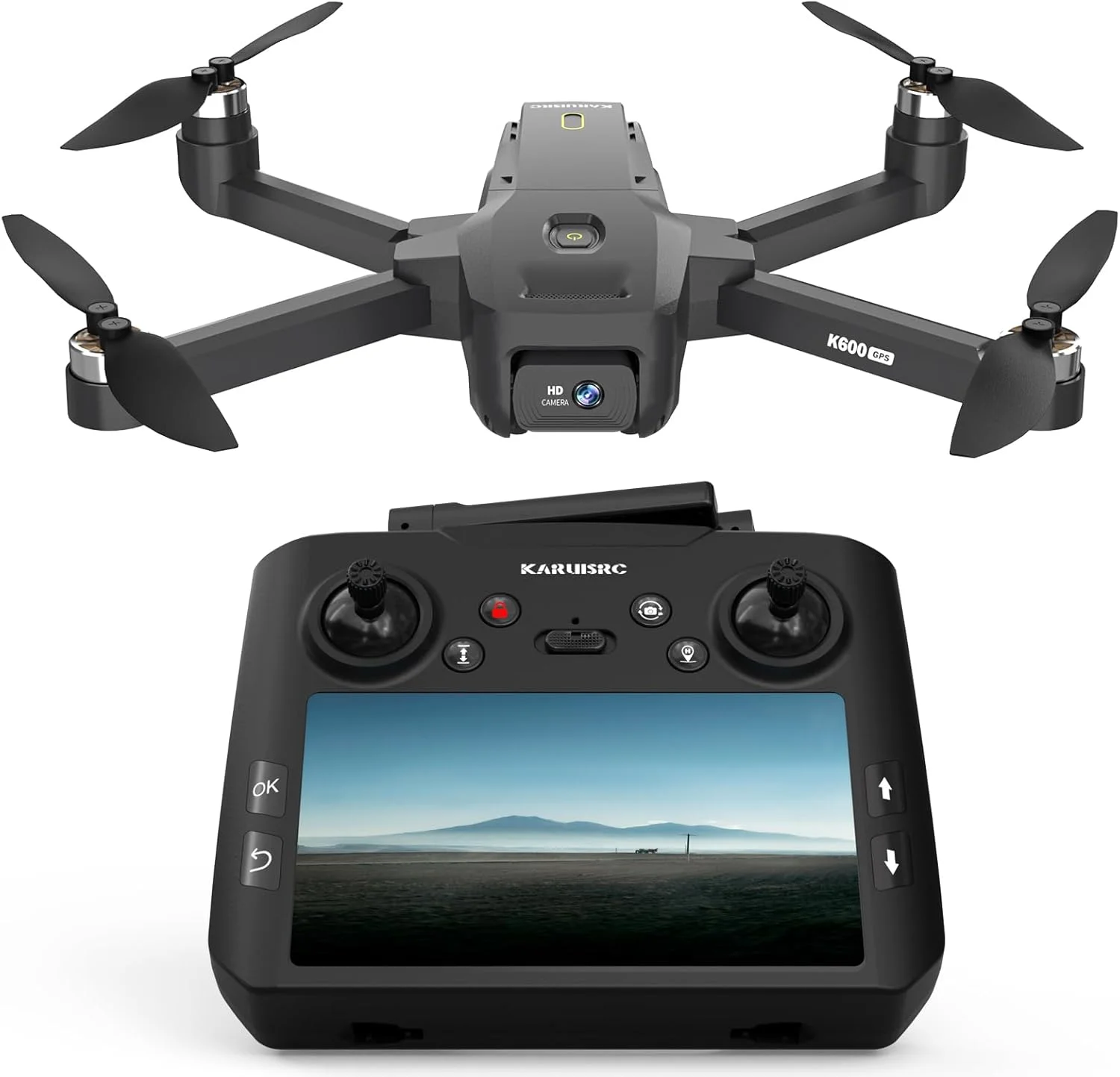 پهپاد GPS با دوربین برای بزرگسالان و مبتدیان، کنترل از راه دور با صفحه نمایش HD 4.5 اینچی، پهپاد حرفه ای با ردیابی خودکار، کنترل جاذبه با نگه داشتن ارتفاع با اشاره، باتری ماژولار