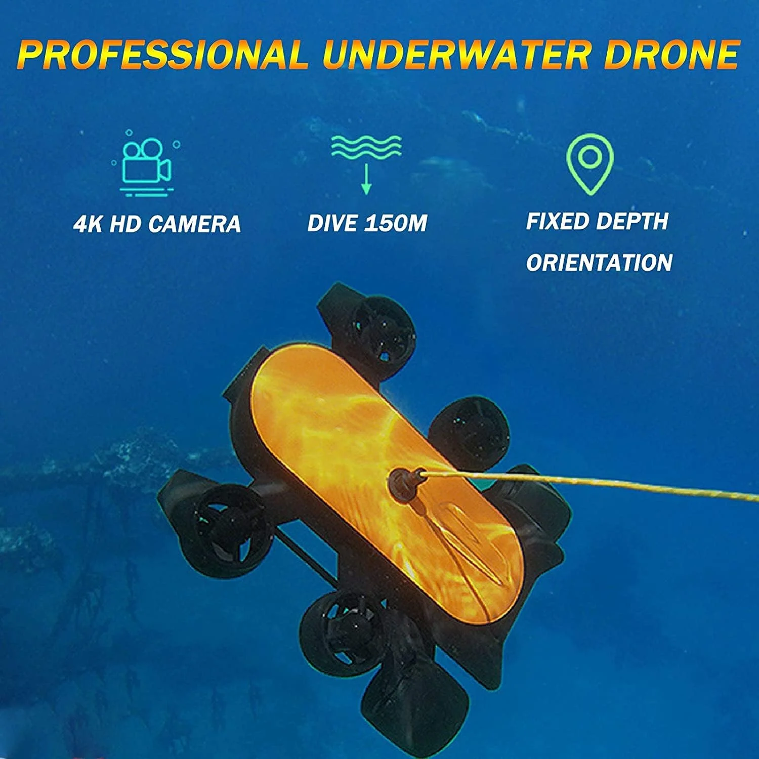 ربات زیرآبی حرفه ای 150 متری با قابلیت کنترل از راه دور و پخش زنده 4K UHD برای تشخیص زیر دریا
