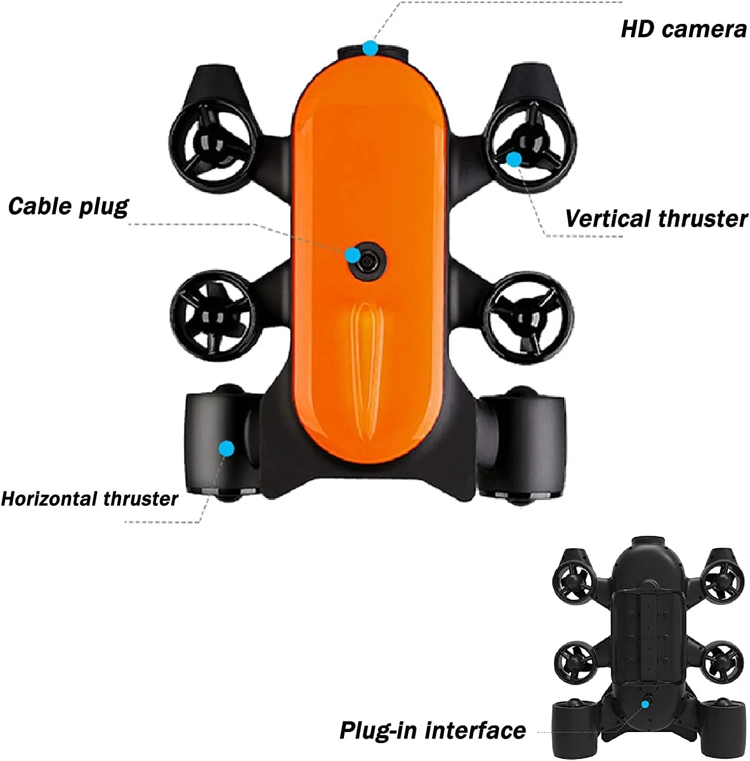 ربات زیرآبی حرفه ای 150 متری با قابلیت کنترل از راه دور و پخش زنده 4K UHD برای تشخیص زیر دریا