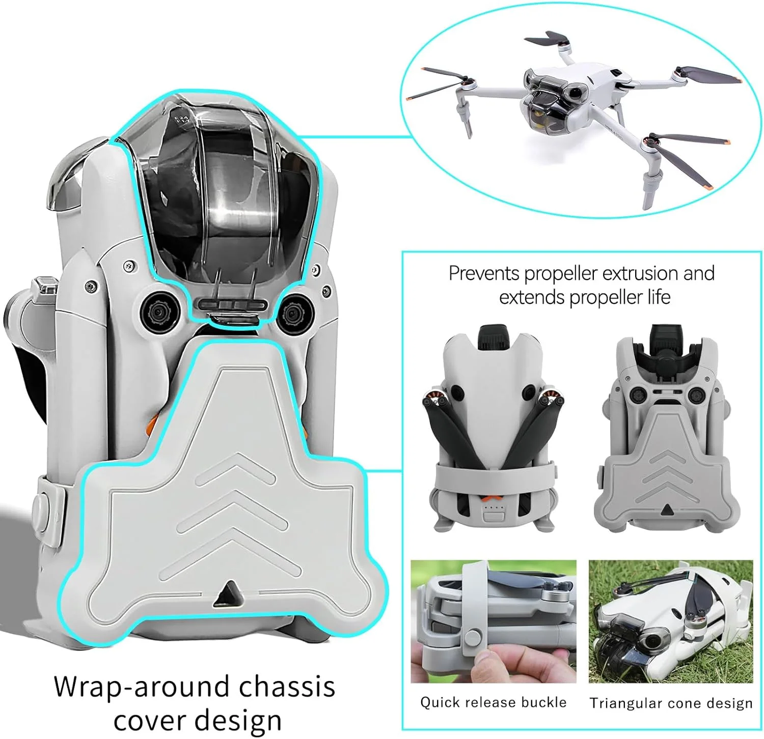 مجموعه لوازم جانبی مینی 4 پرو: شامل پروانه ها، محافظ پره، پایه فرود، محافظ گیمبال، افزایش دهنده ارتفاع پایه، نگهدارنده پروانه، بند و پوشش لنز برای مجموعه لوازم جانبی پهپاد DJI Mini 4 Pro