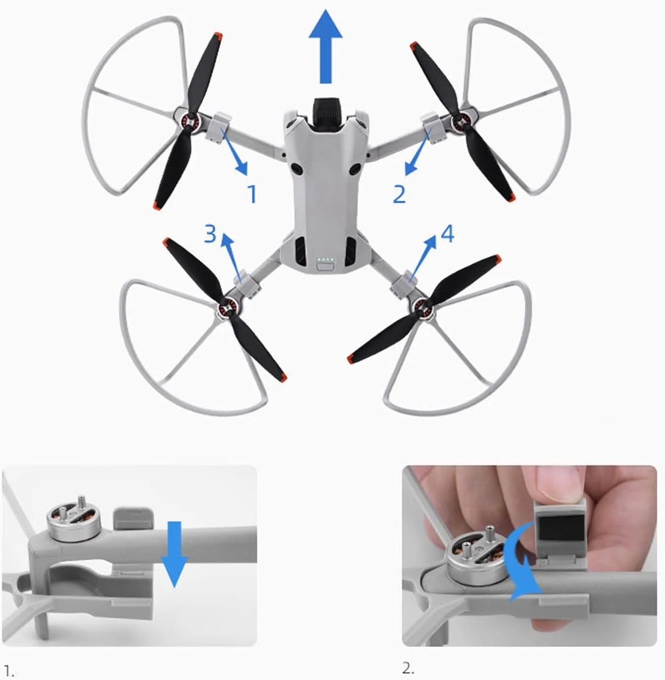 محافظ ملخ پهپاد Denash، قابل حمل، افزایش ایمنی، نصب آسان، محافظ ملخ پهپاد 4 عددی برای مسافرت