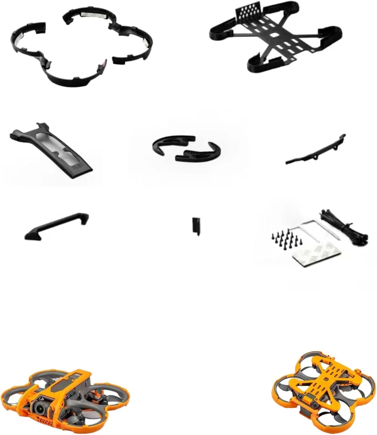 مجموعه محافظ کامل ضد برخورد برای گیمبال، پروانه ها و شاسی پهپاد DJI Avata 2، محافظت کامل 360 درجه، محافظ تقویت شده، محافظ گیمبال و سپر عقب (نارنجی)