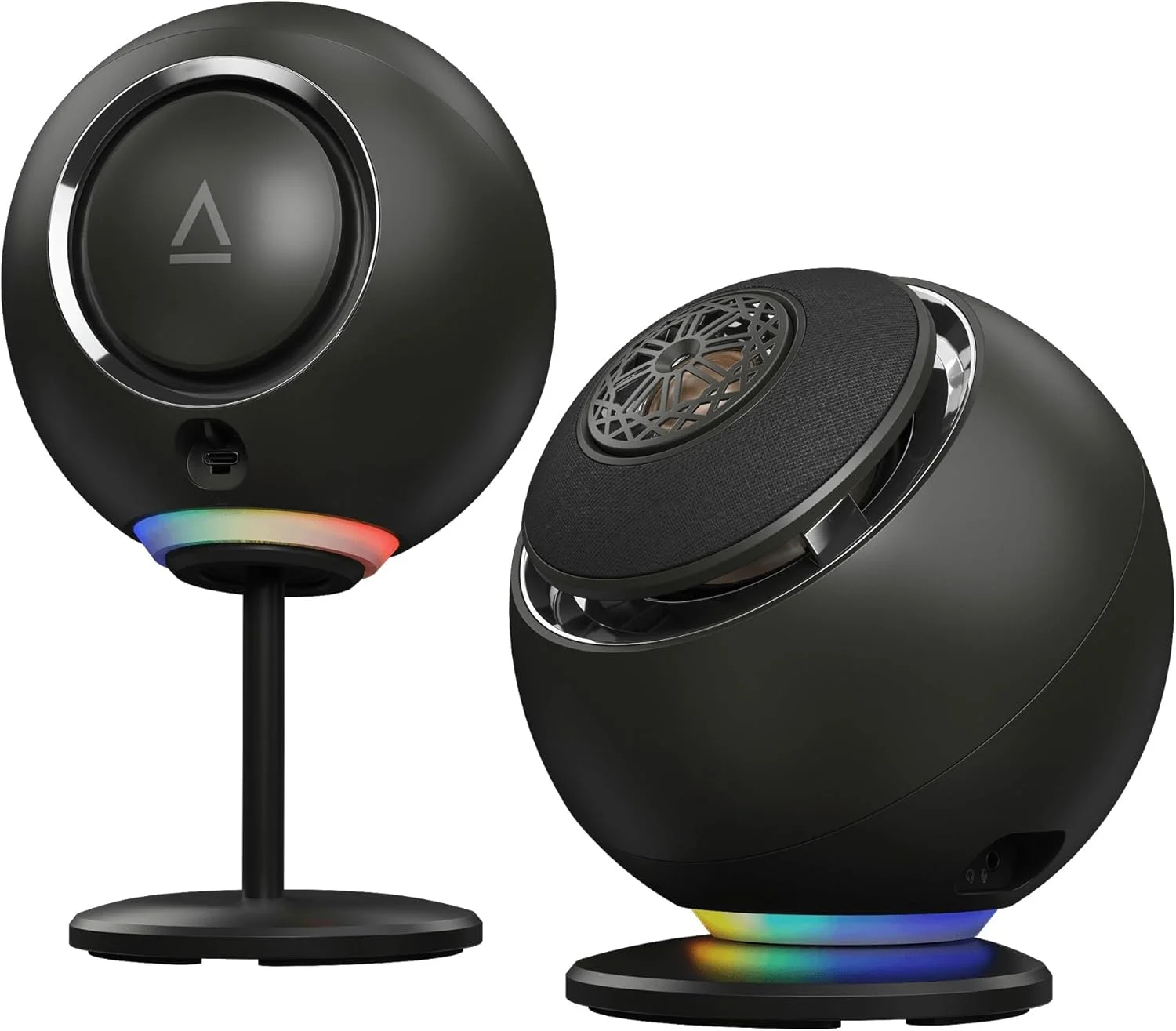 اسپیکرهای کامپیوتر USB-C 2.0 کریتیو Pebble Nova با بلوتوث 5.3 و نورپردازی RGB قابل تنظیم، صدای USB، پورت هدست، برای PC و Mac (مشکی)