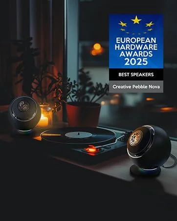 اسپیکرهای کامپیوتر USB-C 2.0 کریتیو Pebble Nova با بلوتوث 5.3 و نورپردازی RGB قابل تنظیم، صدای USB، پورت هدست، برای PC و Mac (مشکی)