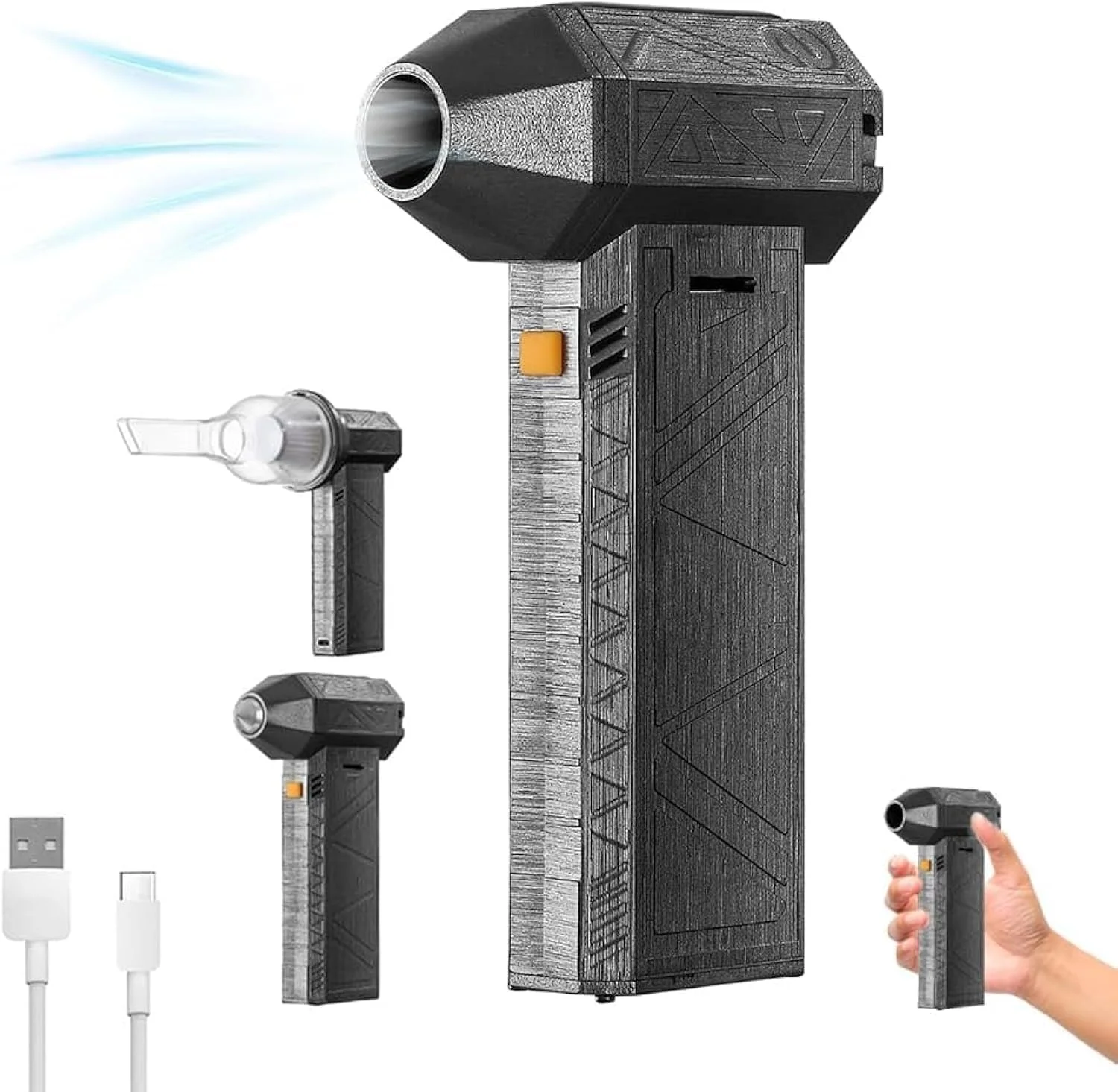 دمنده جت توربو کوچک 3 در 1 TECHVIDA، دمنده خشک کن جت قابل حمل 130000 دور در دقیقه با سرعت قابل تنظیم، دمنده فن جت بی سیم دستی برای خودرو، مبل، صفحه کلید، کامپیوتر