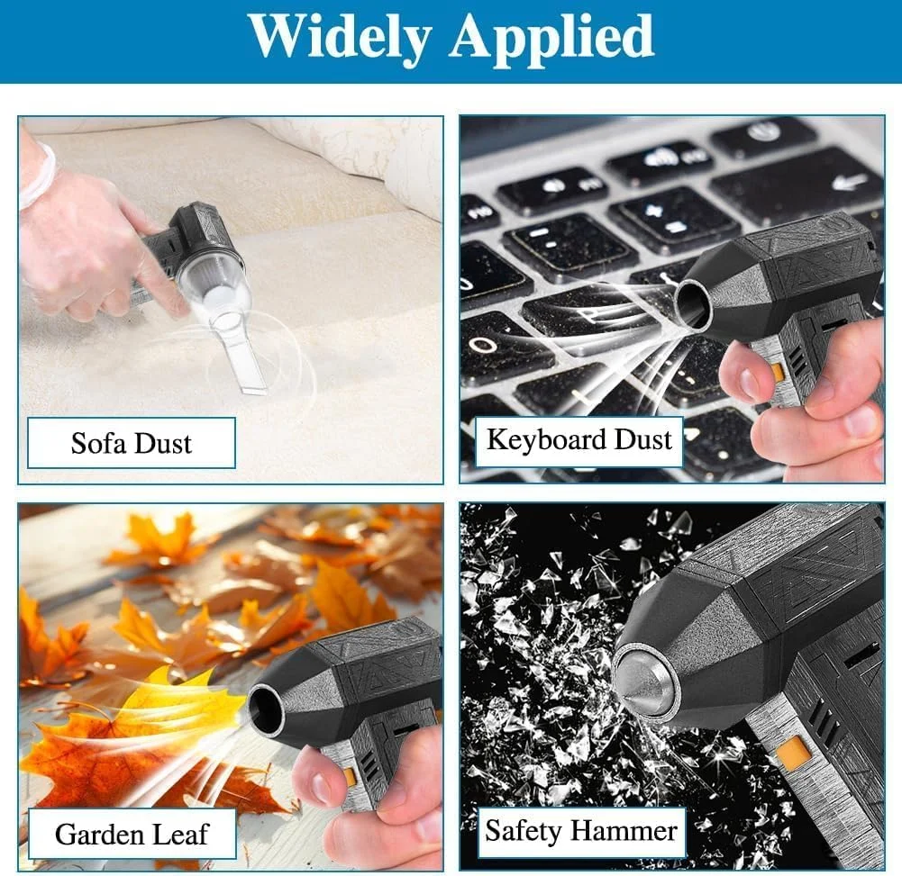 دمنده جت توربو کوچک 3 در 1 TECHVIDA، دمنده خشک کن جت قابل حمل 130000 دور در دقیقه با سرعت قابل تنظیم، دمنده فن جت بی سیم دستی برای خودرو، مبل، صفحه کلید، کامپیوتر