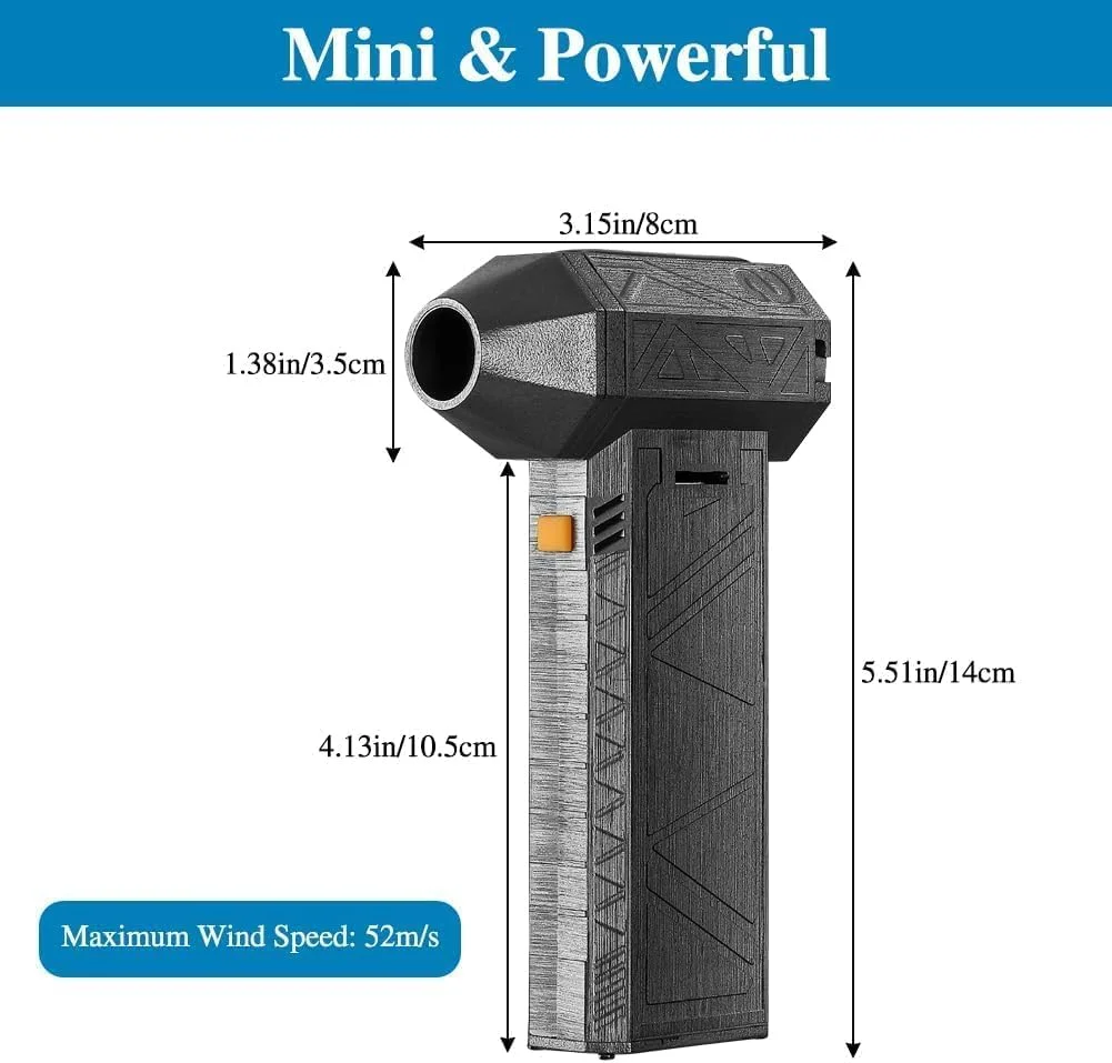 دمنده جت توربو کوچک 3 در 1 TECHVIDA، دمنده خشک کن جت قابل حمل 130000 دور در دقیقه با سرعت قابل تنظیم، دمنده فن جت بی سیم دستی برای خودرو، مبل، صفحه کلید، کامپیوتر